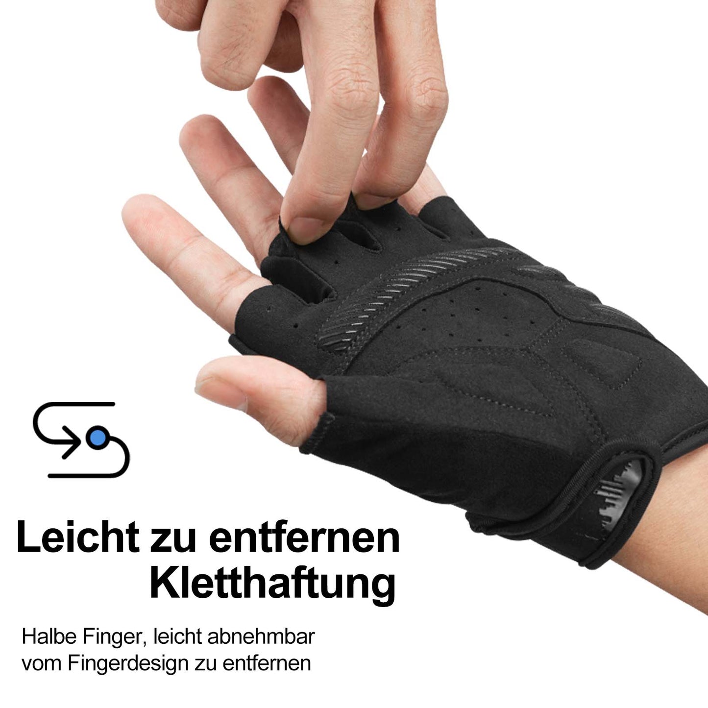 Antislip motorhandschoenen met reflecterende halve vingers, maten S-XXL, ROCKBROS