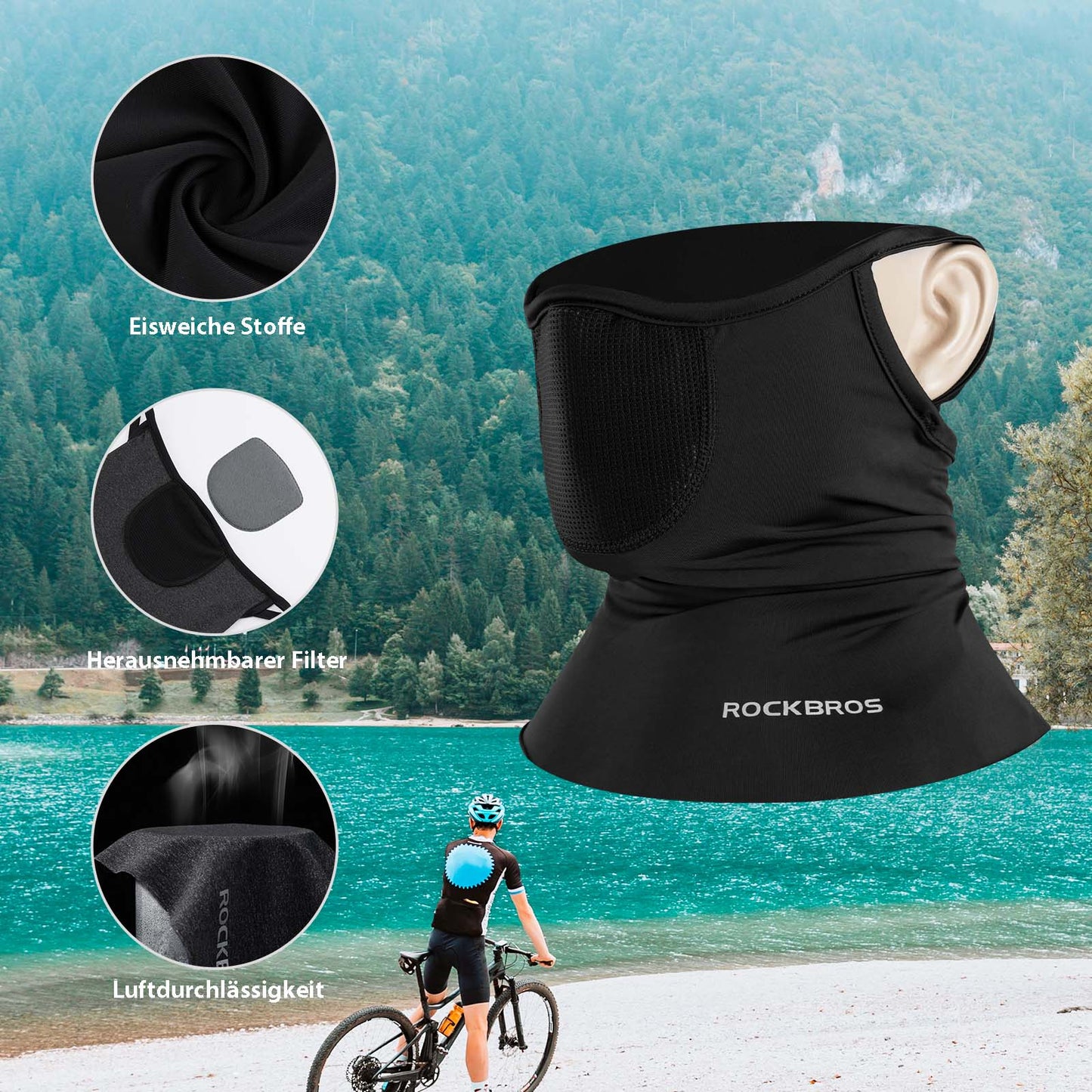 Multifunctionele ademende bivakmuts, unisex gezichtsbedekking, ROCKBROS