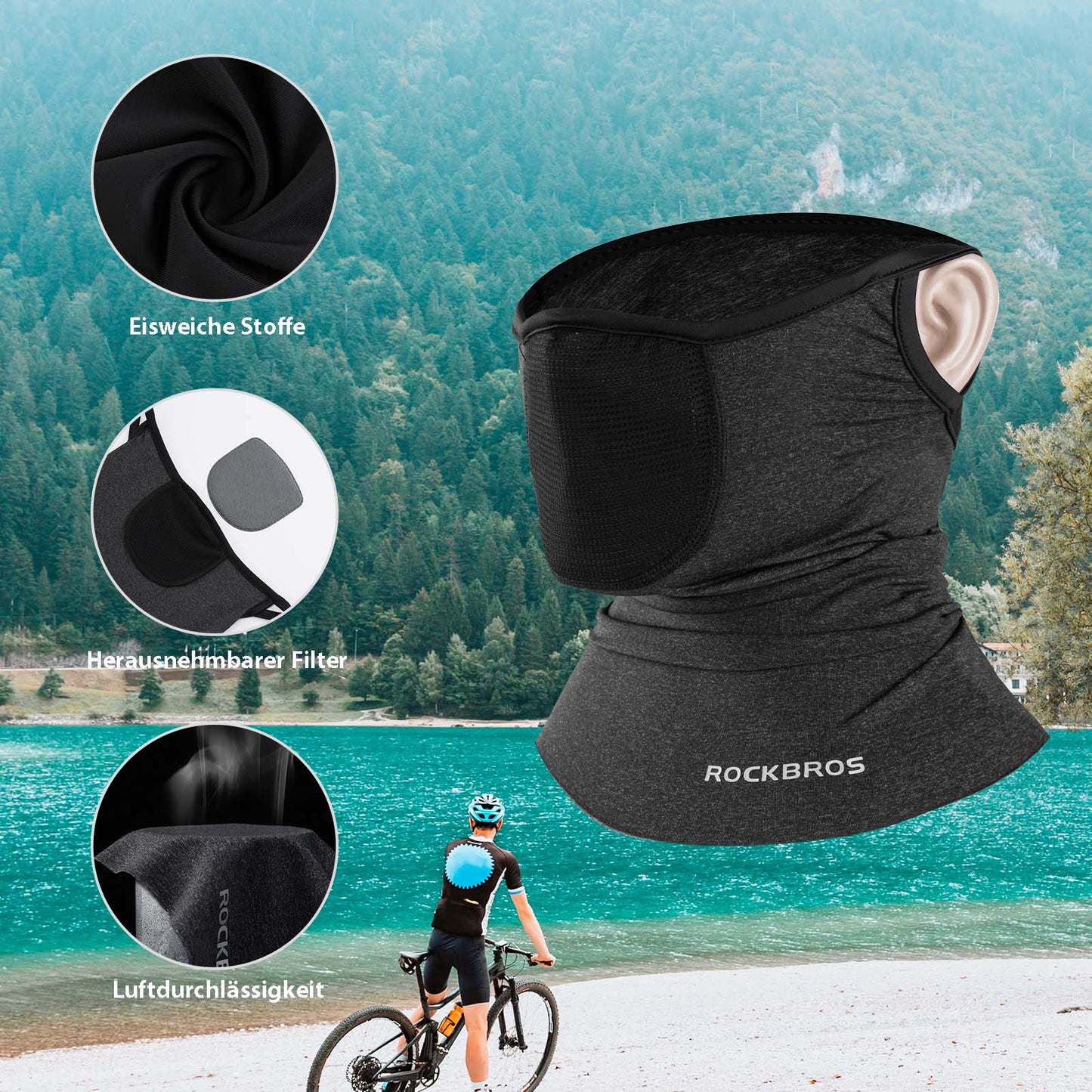 Multifunctionele ademende bivakmuts, unisex gezichtsbedekking, ROCKBROS