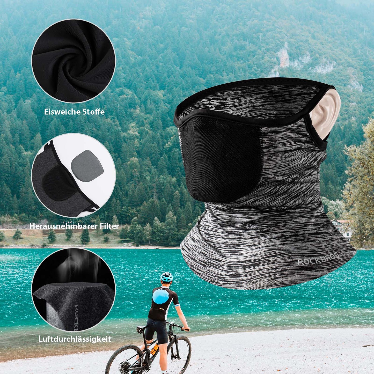 Multifunctionele ademende bivakmuts, unisex gezichtsbedekking, ROCKBROS