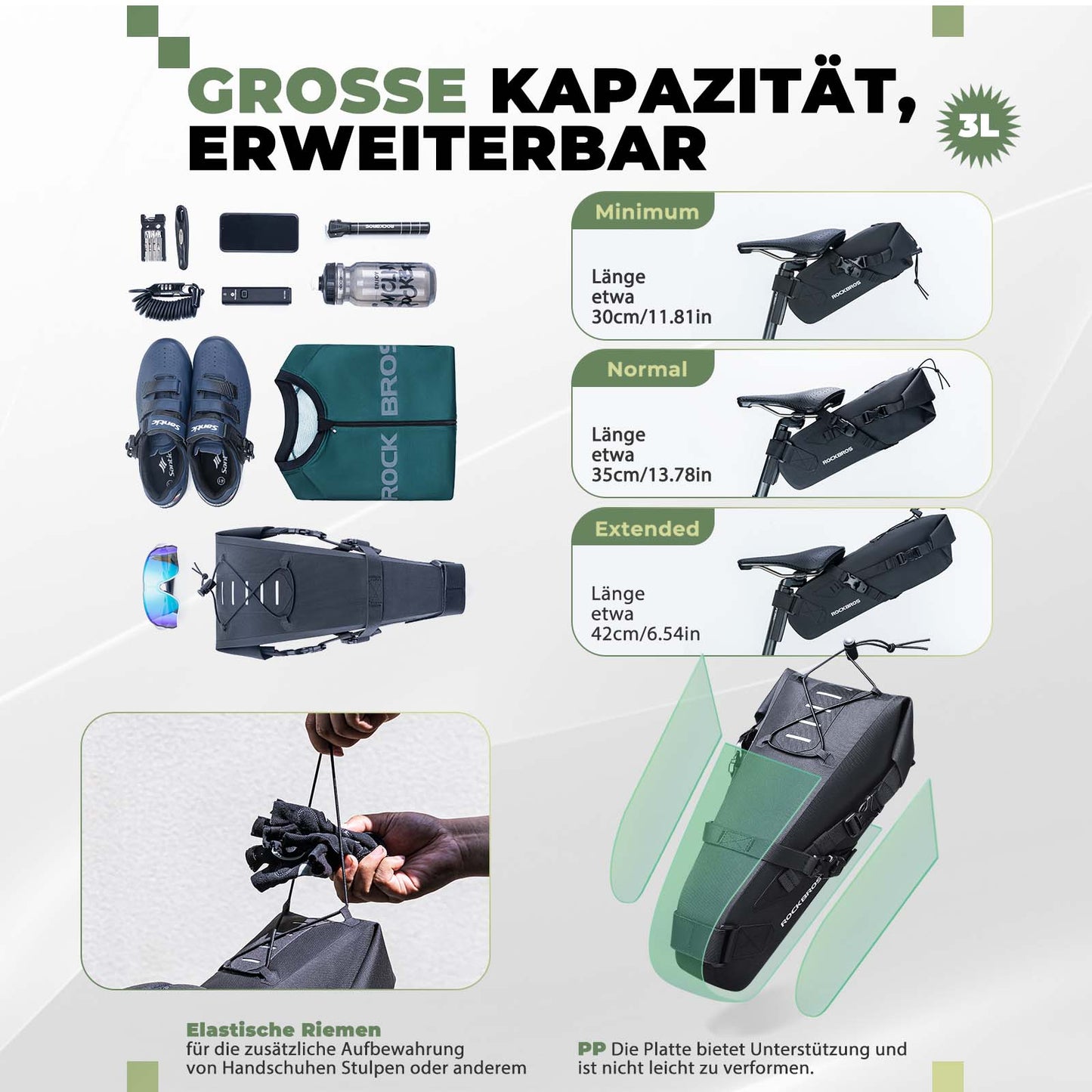 Bikepacking zadeltas 3 liter 100% waterdicht TPU-materiaal ROCKBROS