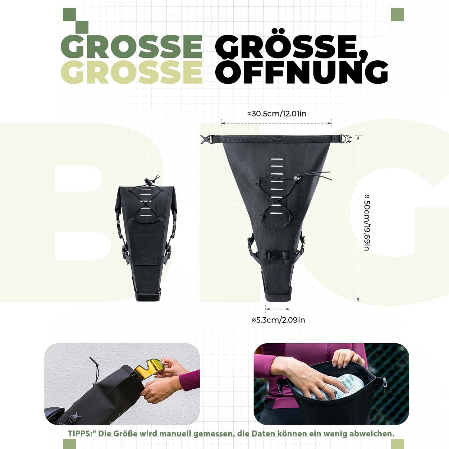 Bikepacking zadeltas 3 liter 100% waterdicht TPU-materiaal ROCKBROS