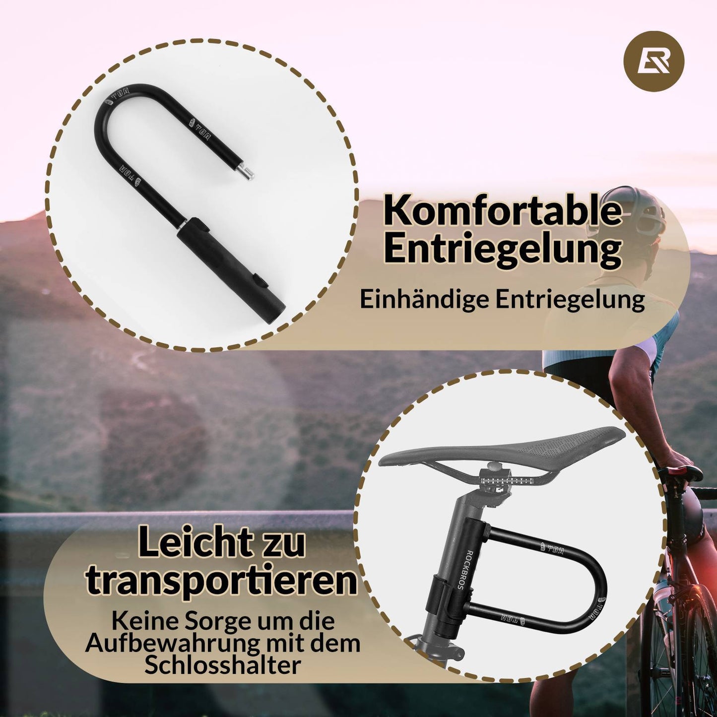 U-vormig fietsslot, waterdicht, hoge beveiliging, ROCKBROS