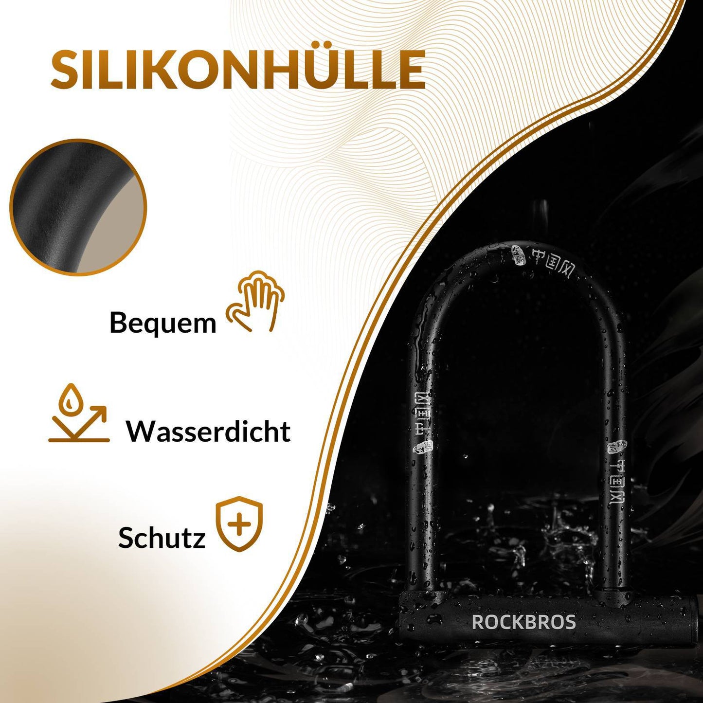 U-vormig fietsslot, waterdicht, hoge beveiliging, ROCKBROS