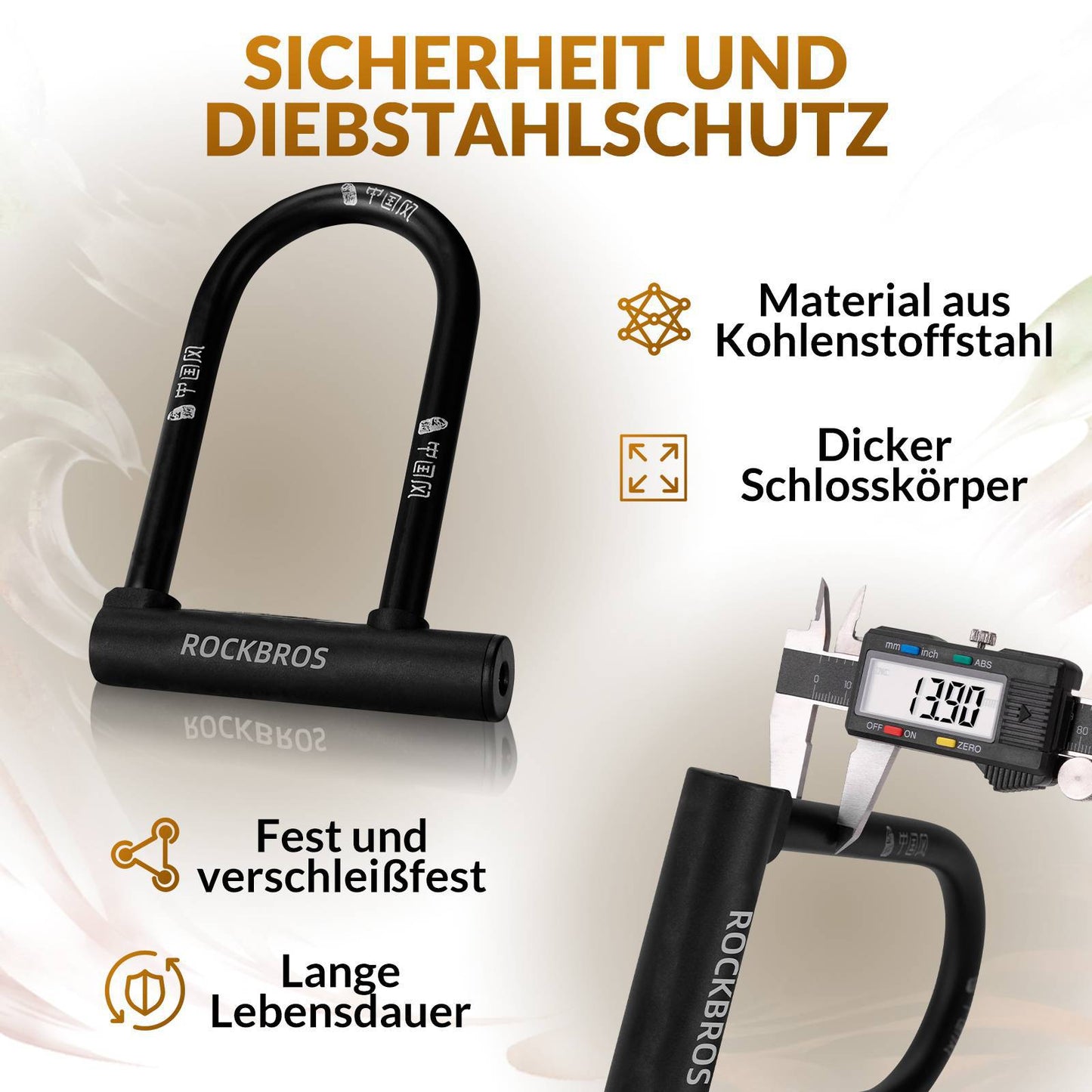 U-vormig fietsslot, waterdicht, hoge beveiliging, ROCKBROS