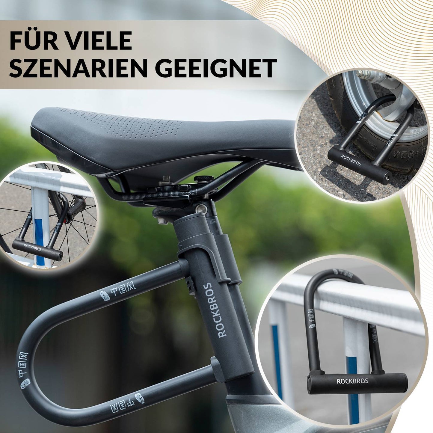 U-vormig fietsslot, waterdicht, hoge beveiliging, ROCKBROS