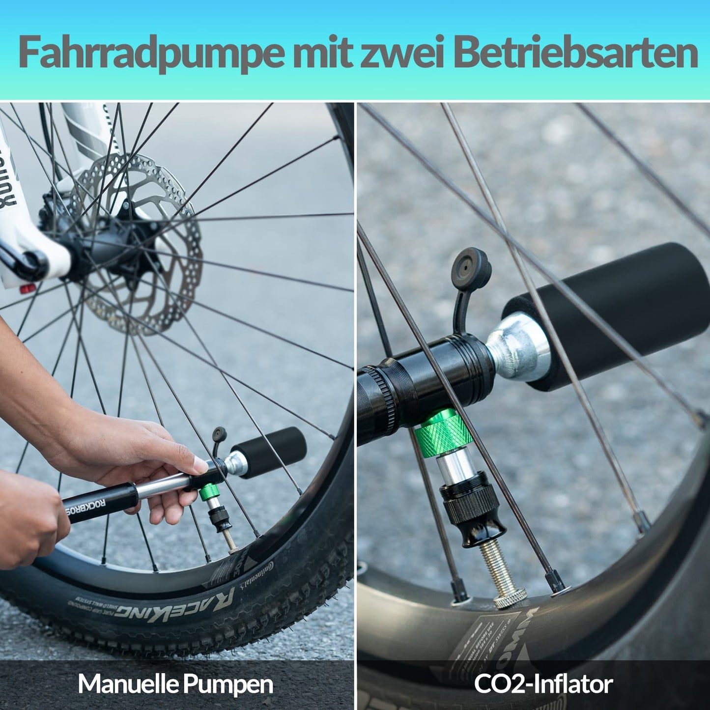 CO2-fietspomp 110 PSI aluminium minipomp zwart ROCKBROS