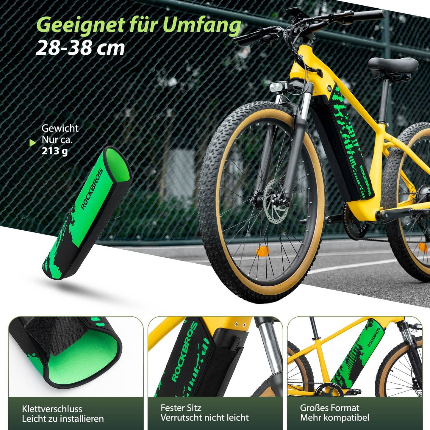 Lakbescherming voor e-bike accu's, ge?ntegreerd in het frame, bescherming tegen kou, ROCKBROS