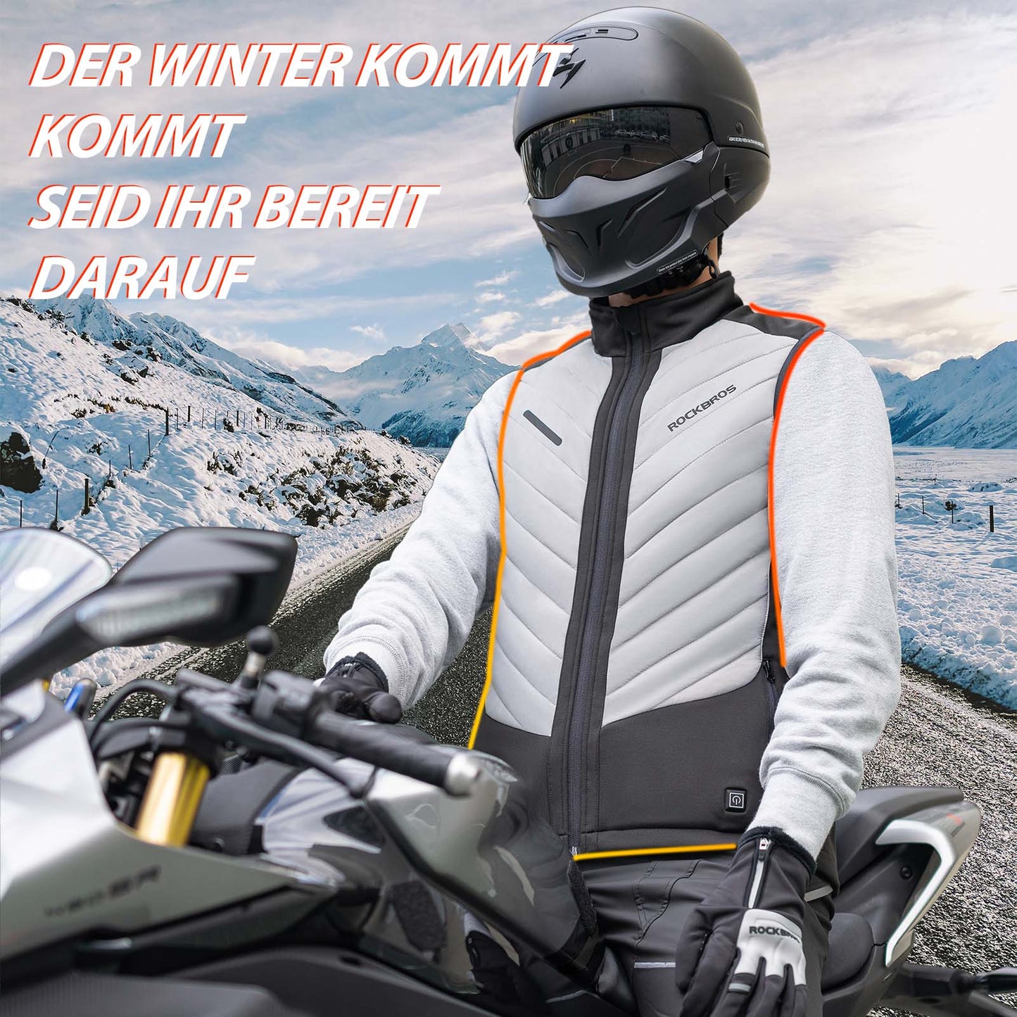 ROCKBROS Elektrisch verwarmd vest met 3 temperatuurinstellingen voor mannen/vrouwen