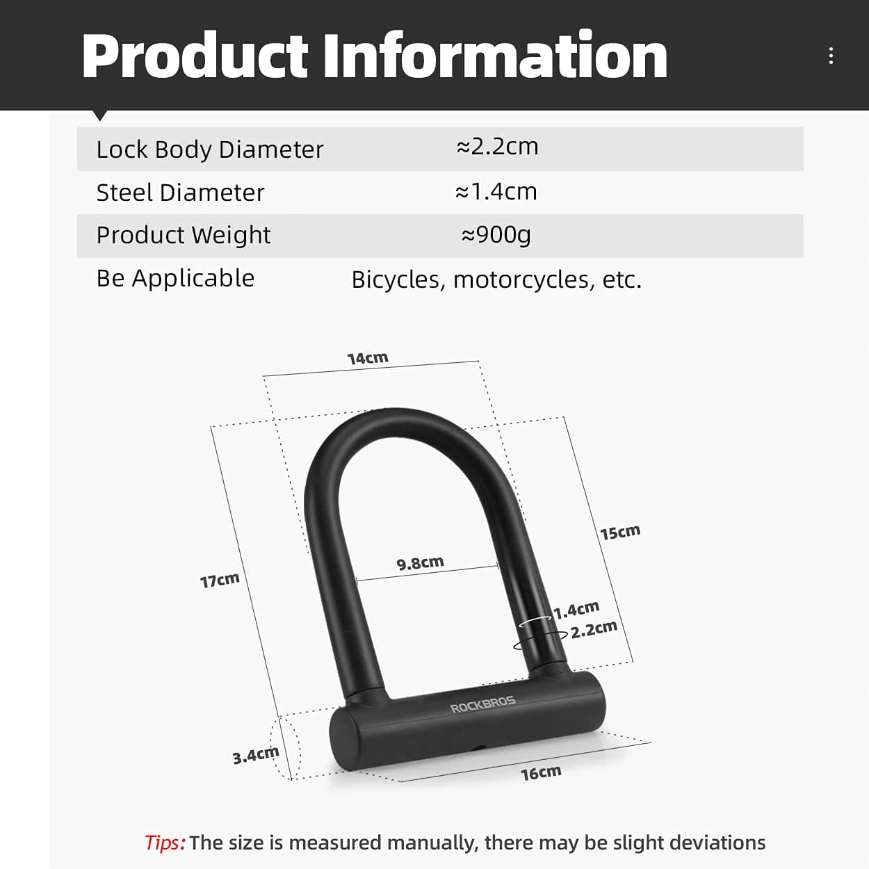 ROCKBROS aluminium U-slot voor fietsen en motorfietsen