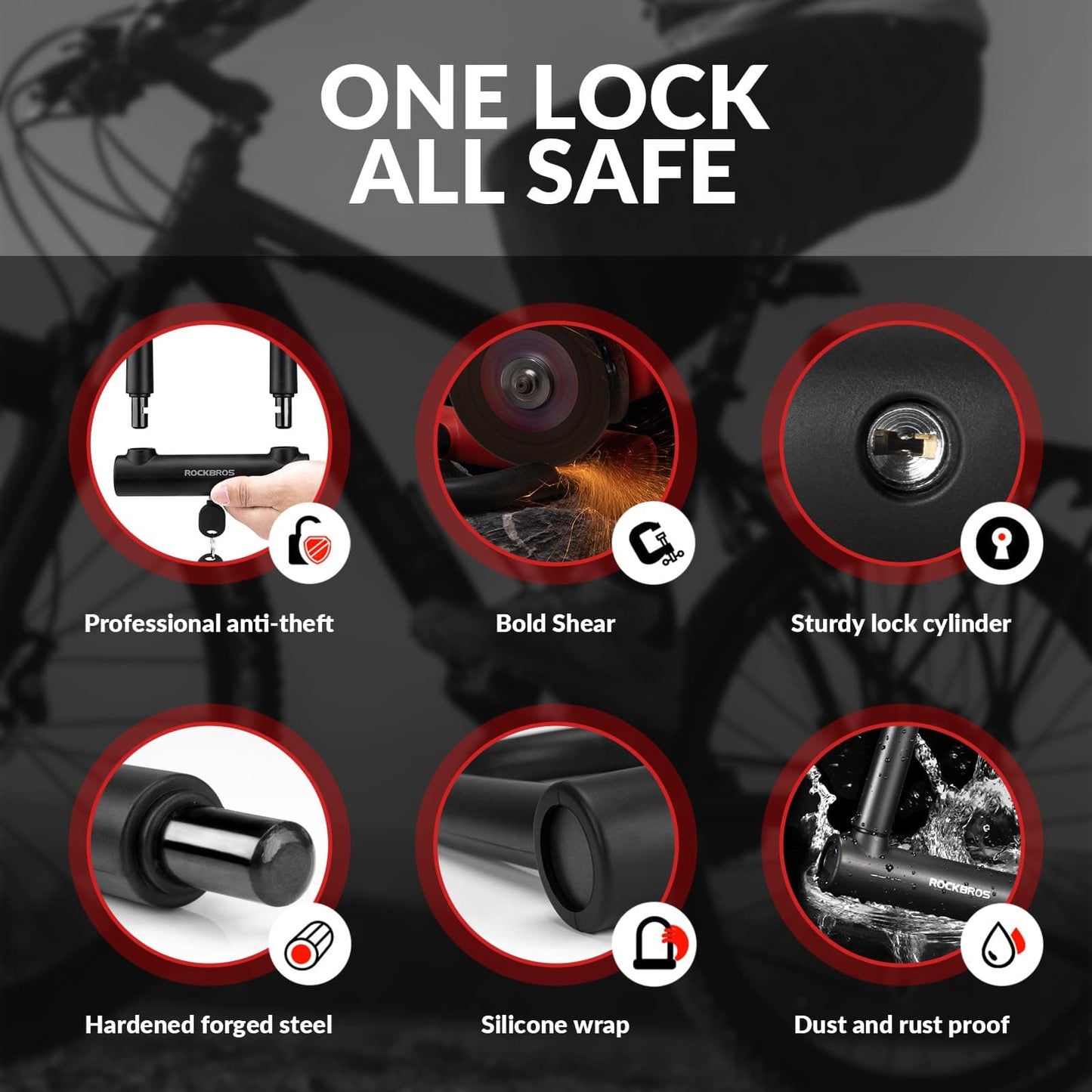 ROCKBROS aluminium U-slot voor fietsen en motorfietsen