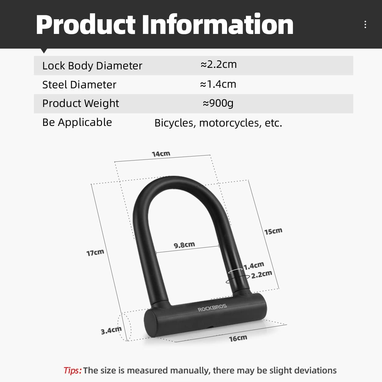 ROCKBROS aluminium U-slot voor fietsen en motorfietsen