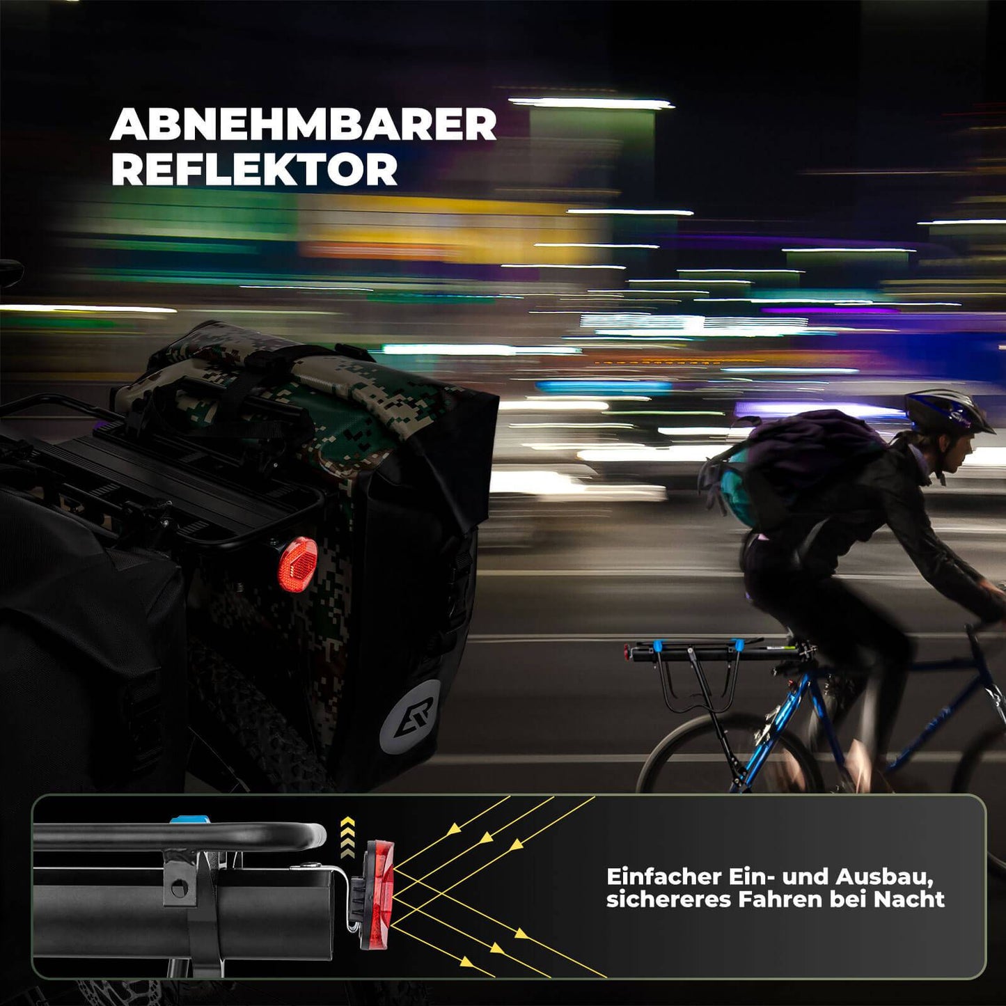 Fietsbagagedrager met reflector en snelsluiting, 24-29 inch, ROCKBROS