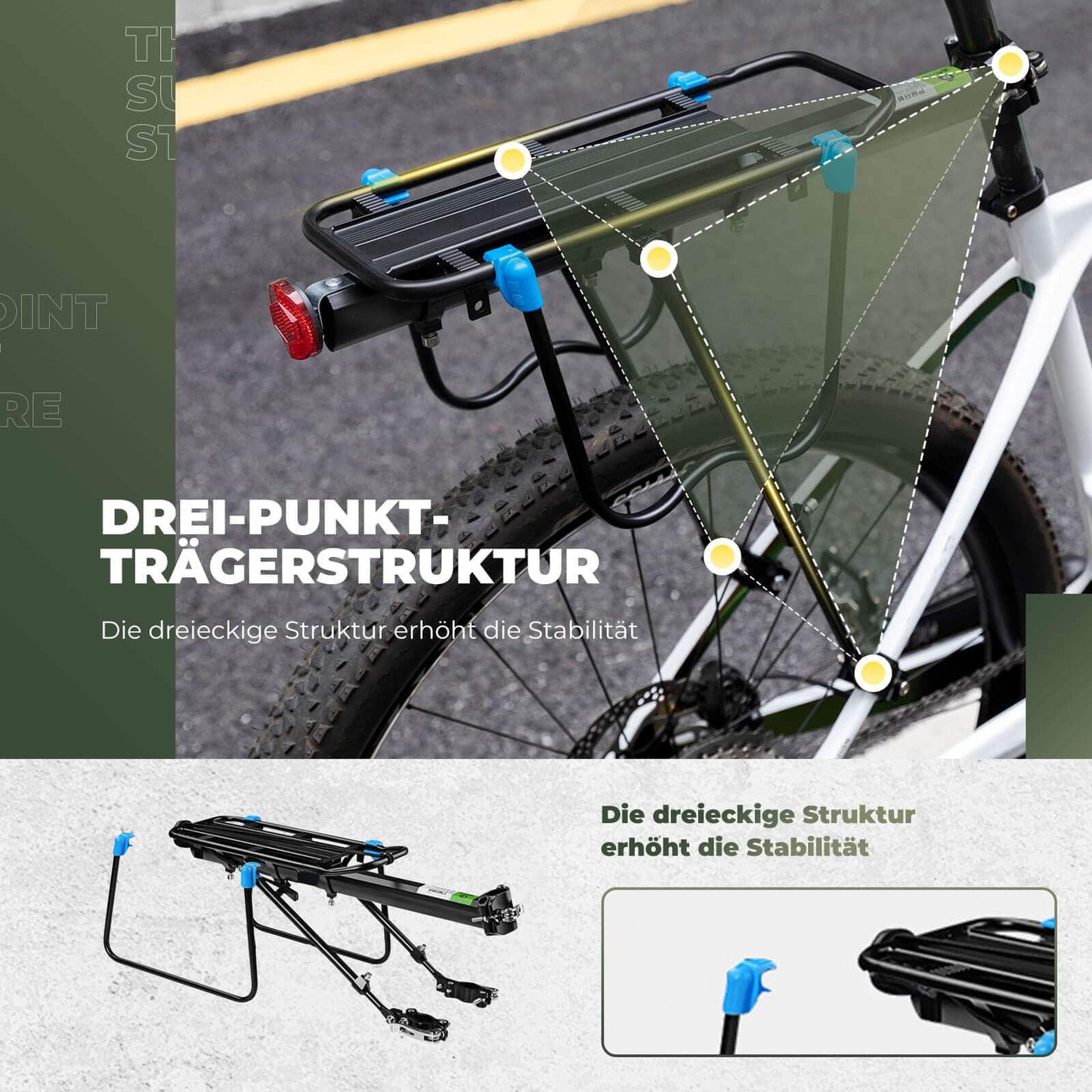 Fietsbagagedrager met reflector en snelsluiting, 24-29 inch, ROCKBROS