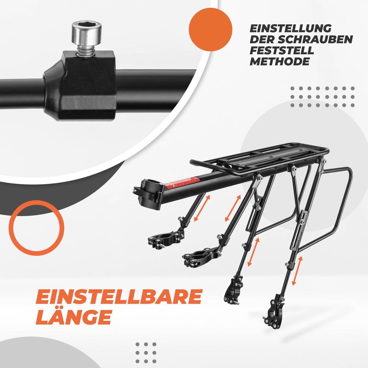 Verstelbare fietsbagagedrager met snelsluiting en reflector, ROCKBROS