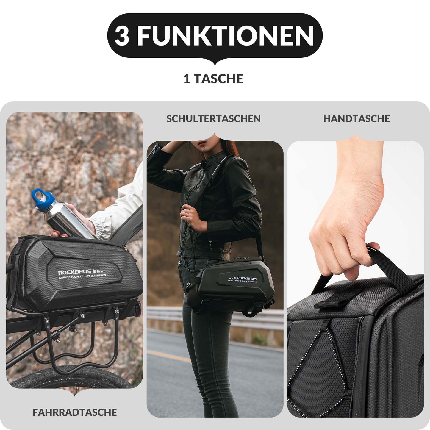 ROCKBROS Waterdichte fietstas (9 liter) met regenhoes en schouderriem
