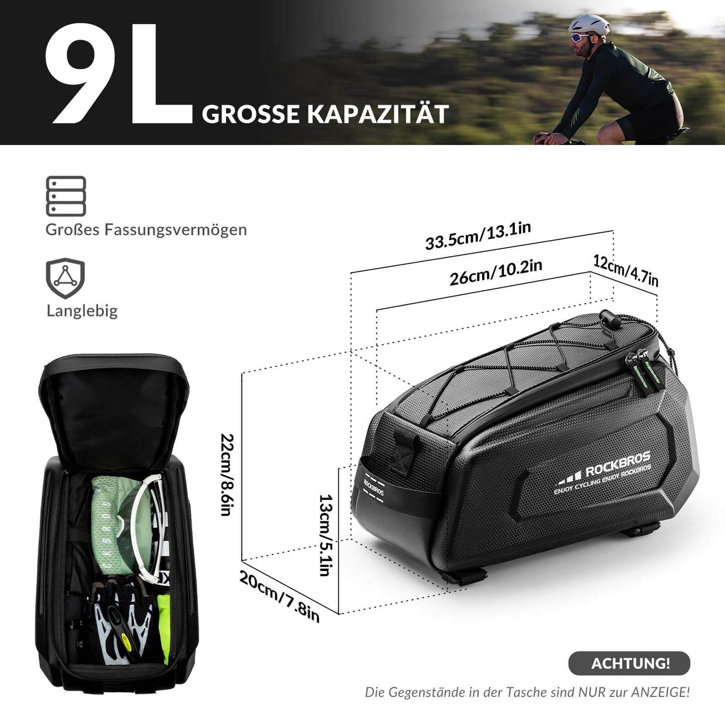 ROCKBROS Waterdichte fietstas (9 liter) met regenhoes en schouderriem