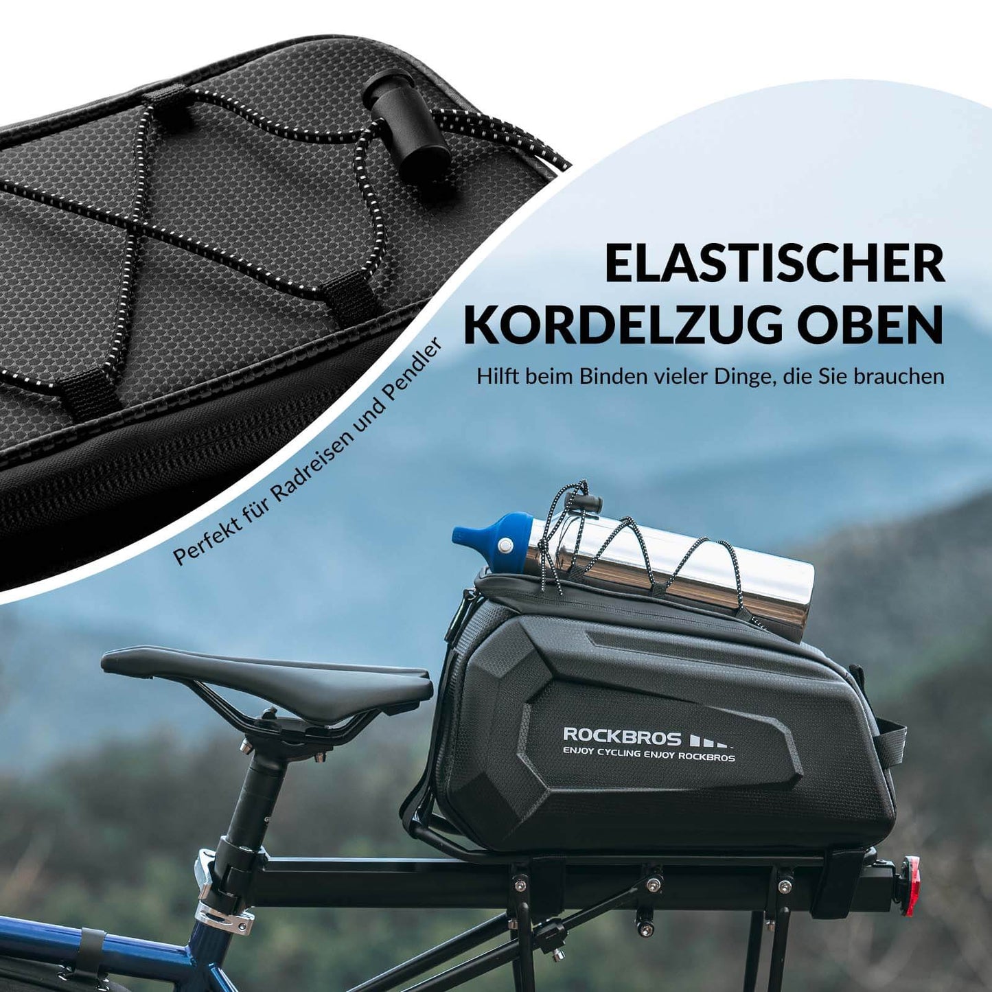 ROCKBROS Waterdichte fietstas (9 liter) met regenhoes en schouderriem