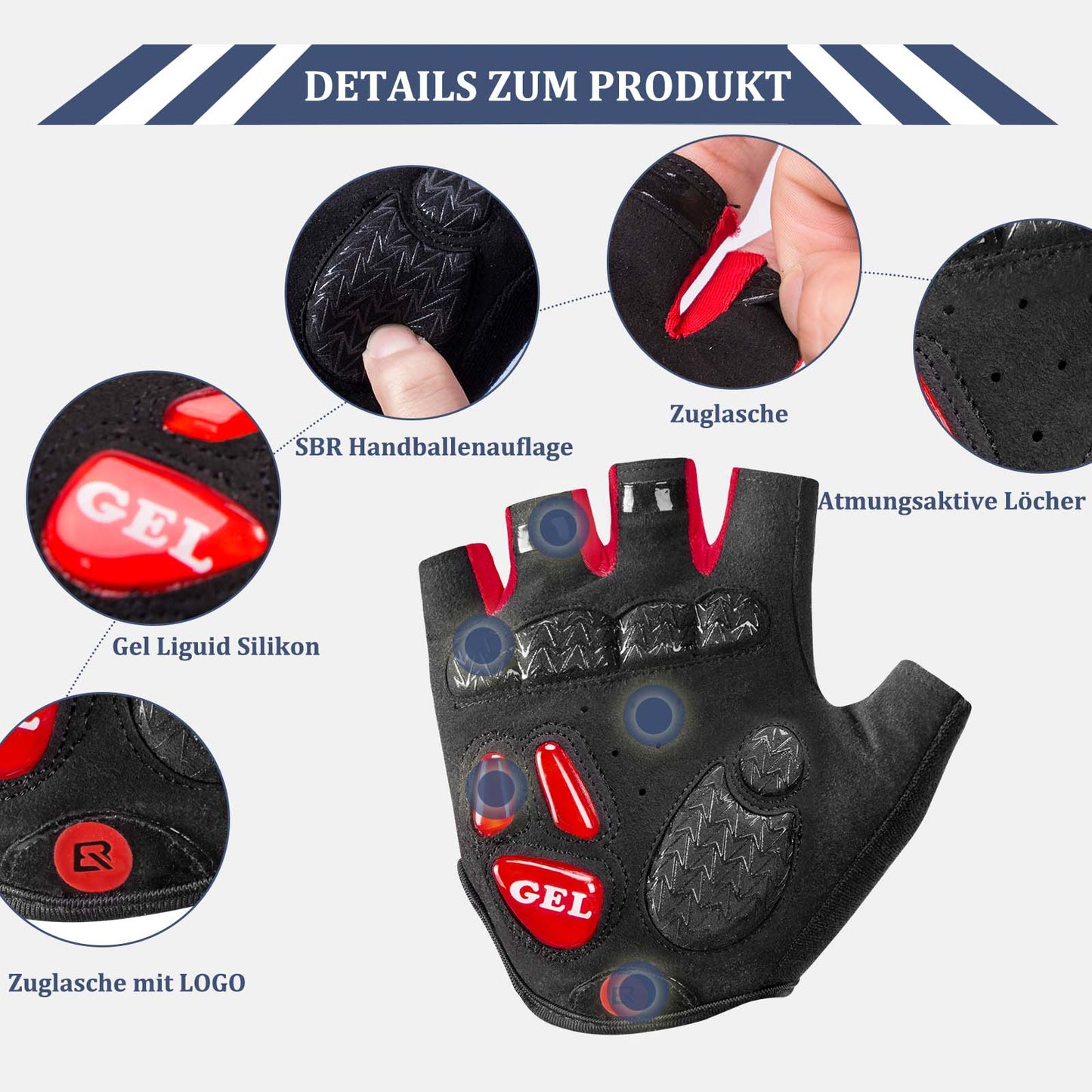 Fietshandschoenen voor dames en heren, fietshandschoenen met halve vingers van ROCKBROS