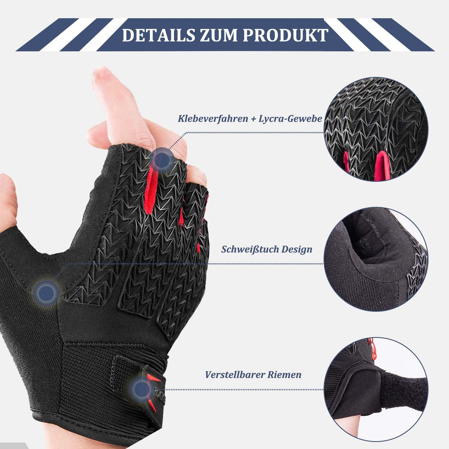 Fietshandschoenen voor dames en heren, fietshandschoenen met halve vingers van ROCKBROS