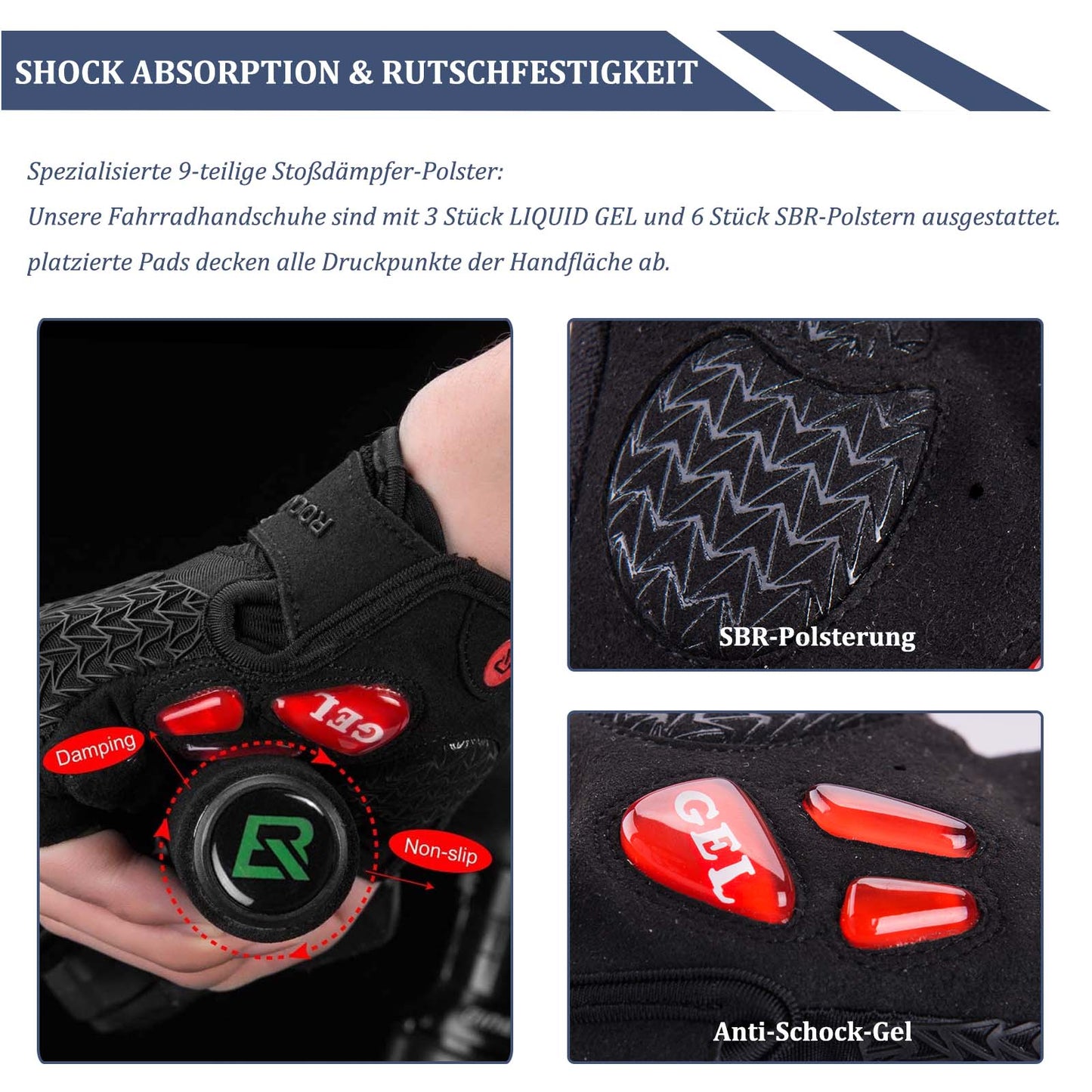 Fietshandschoenen voor dames en heren, fietshandschoenen met halve vingers van ROCKBROS