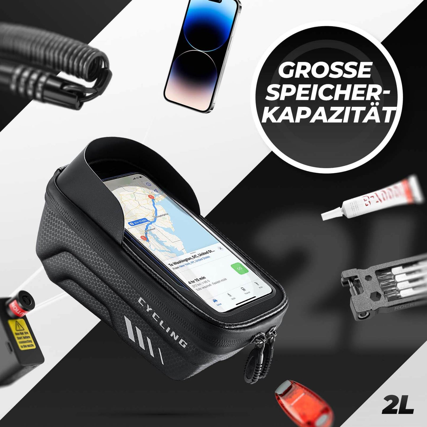 Fietstelefoontasje, telefoonhouder, geschikt voor touchscreen, 6,7 inch, ROCKBROS