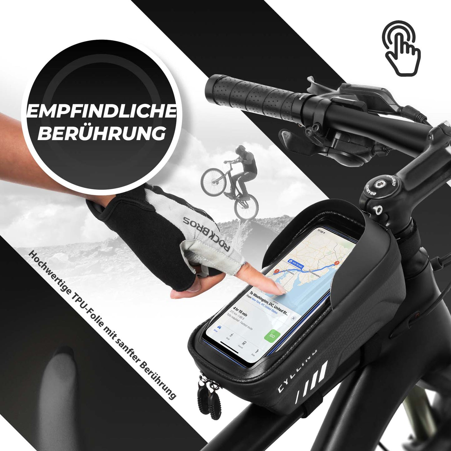 Fietstelefoontasje, telefoonhouder, geschikt voor touchscreen, 6,7 inch, ROCKBROS