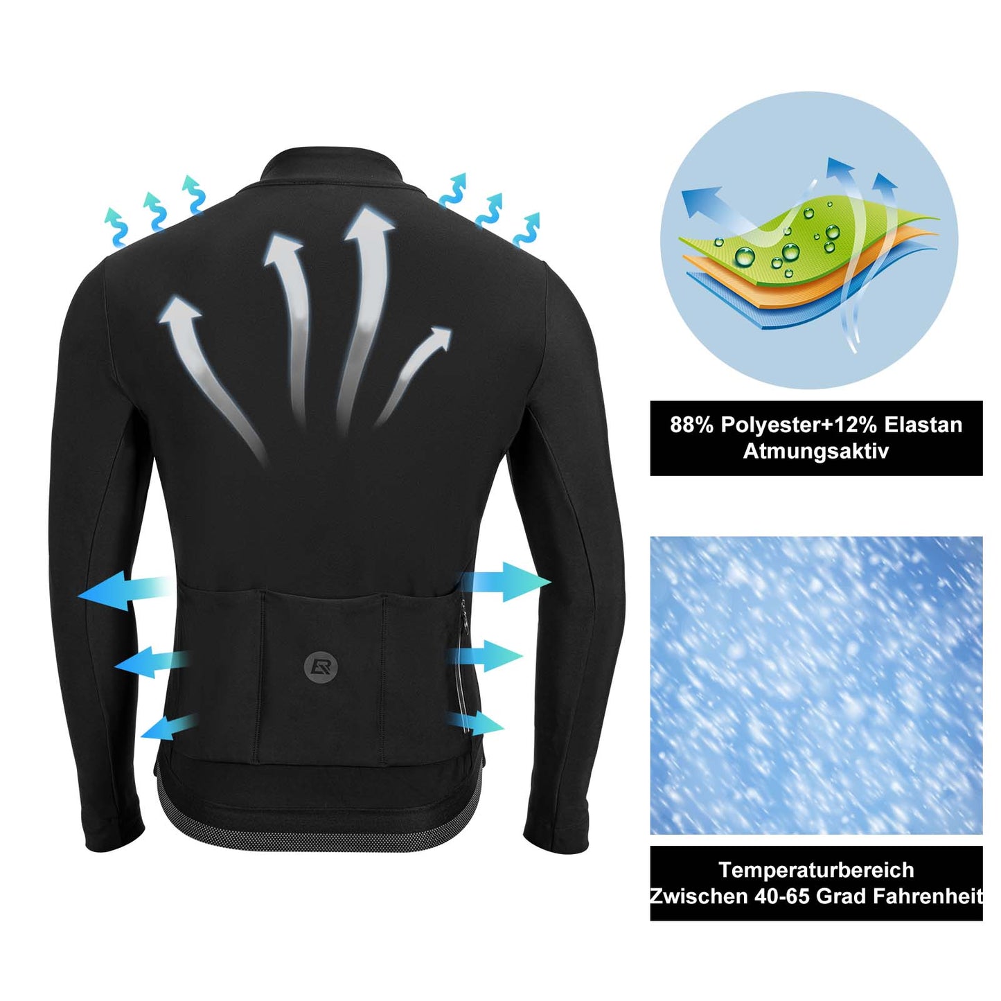 Winterfietsjas, winddichte fietskleding, sportief, ROCKBROS