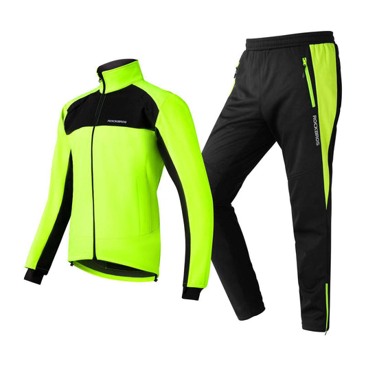 Fietsjas en -broek, winterfietspak, felgroen, ROCKBROS