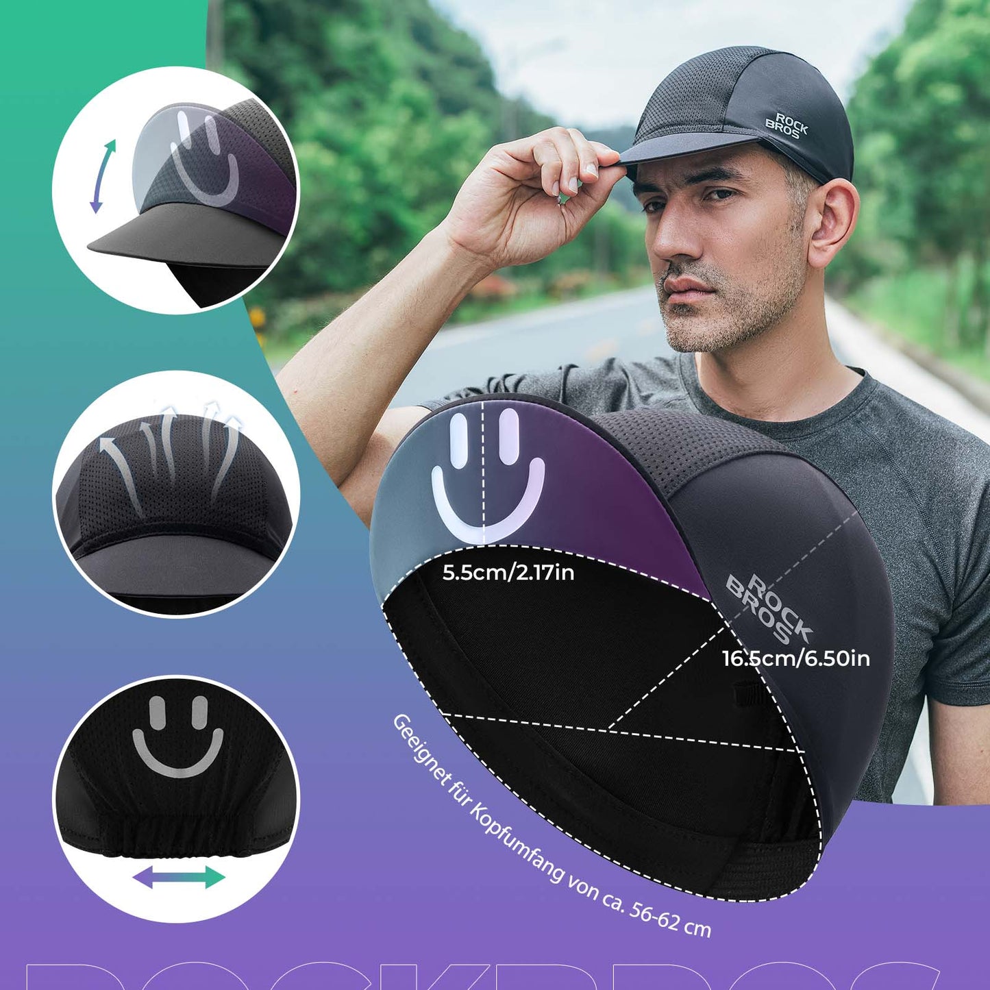 Fietsmuts voor de zomer, anti-zweet, lichtgewicht fietsmuts, unisex, ROCKBROS
