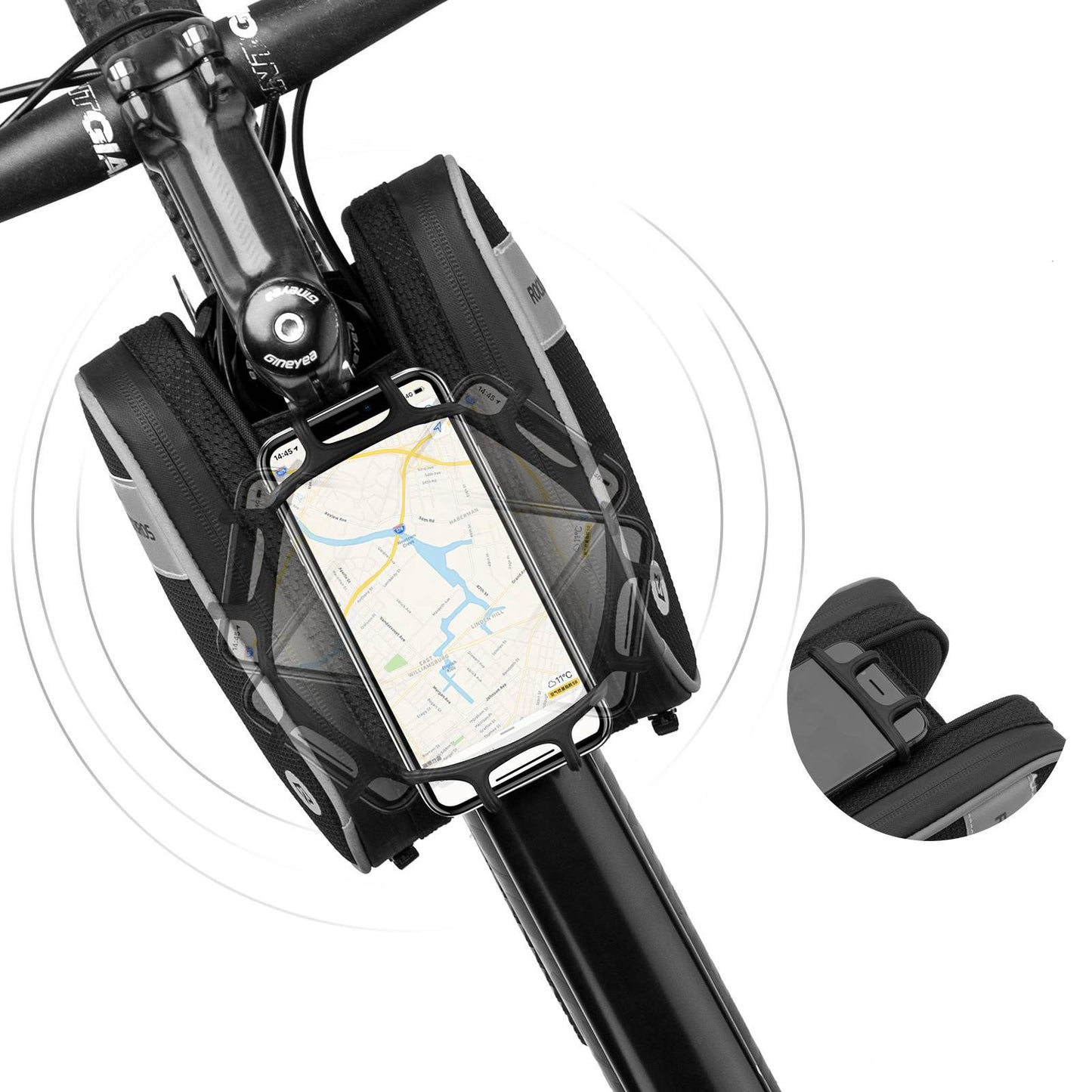 Fietsframetas met 360¡ã draaibare telefoonhouder, 1,5 liter, BK ROCKBROS