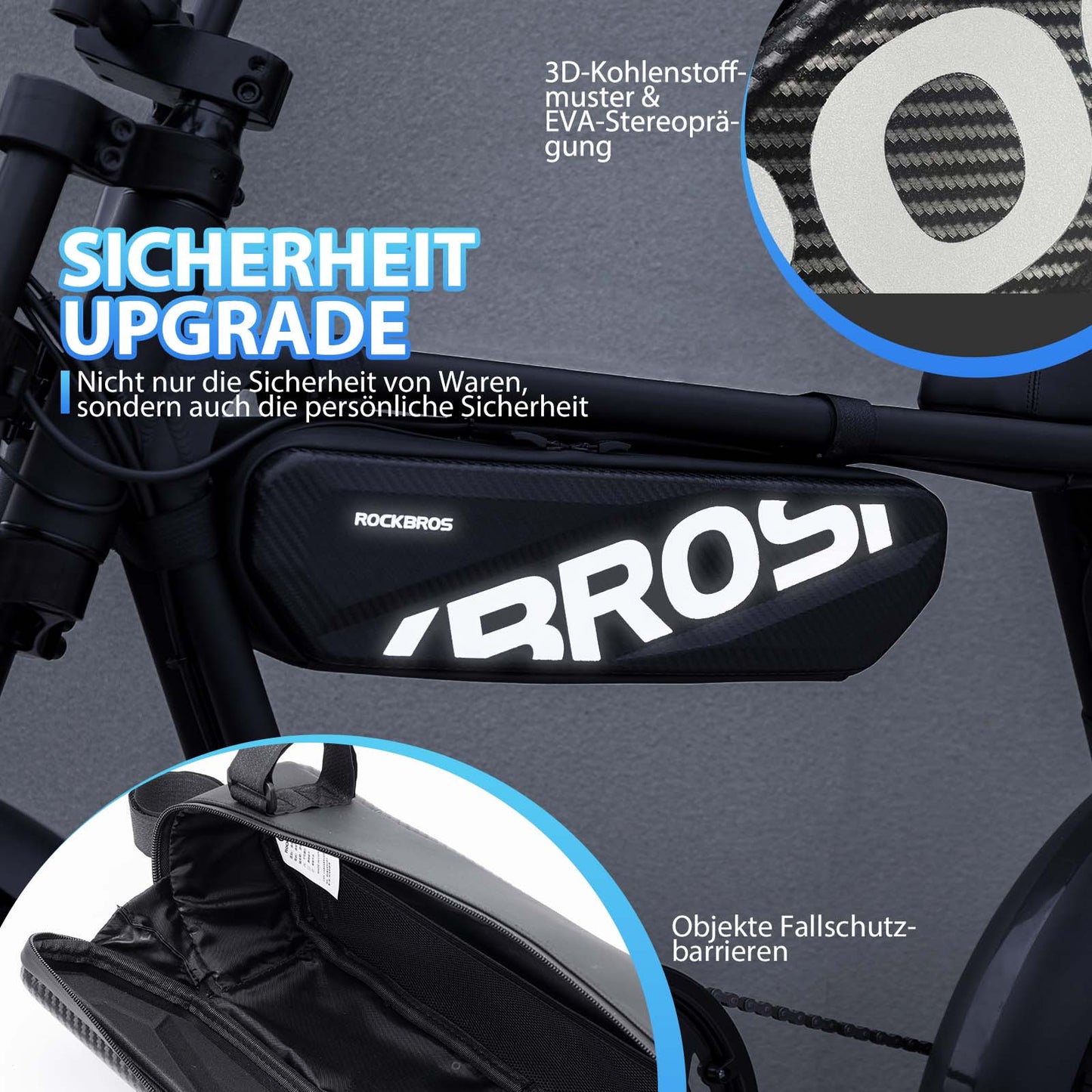 Waterdichte fietstas voor op het frame, bovenbuis, 4,5 liter, zwart, ROCKBROS
