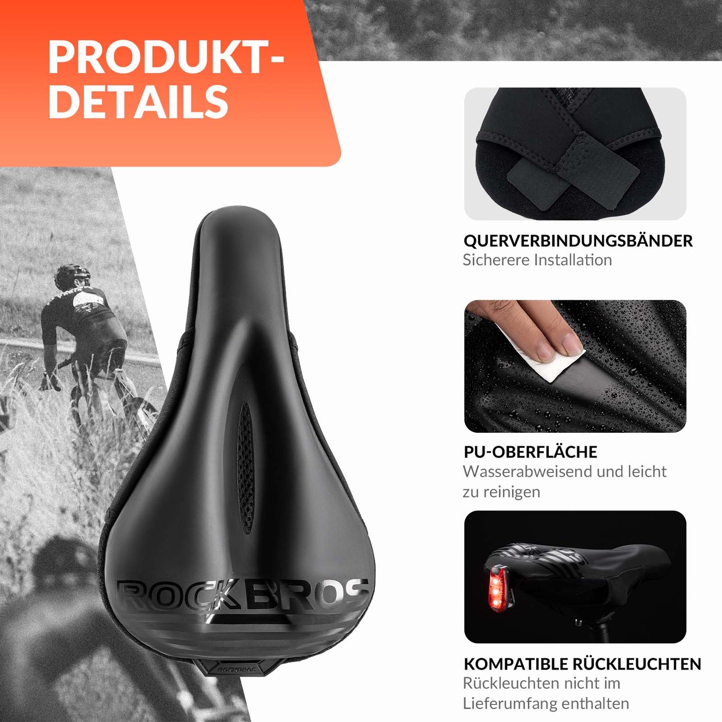 Fietszadelhoes met gelvulling, zachte fietszadelhoes van ROCKBROS