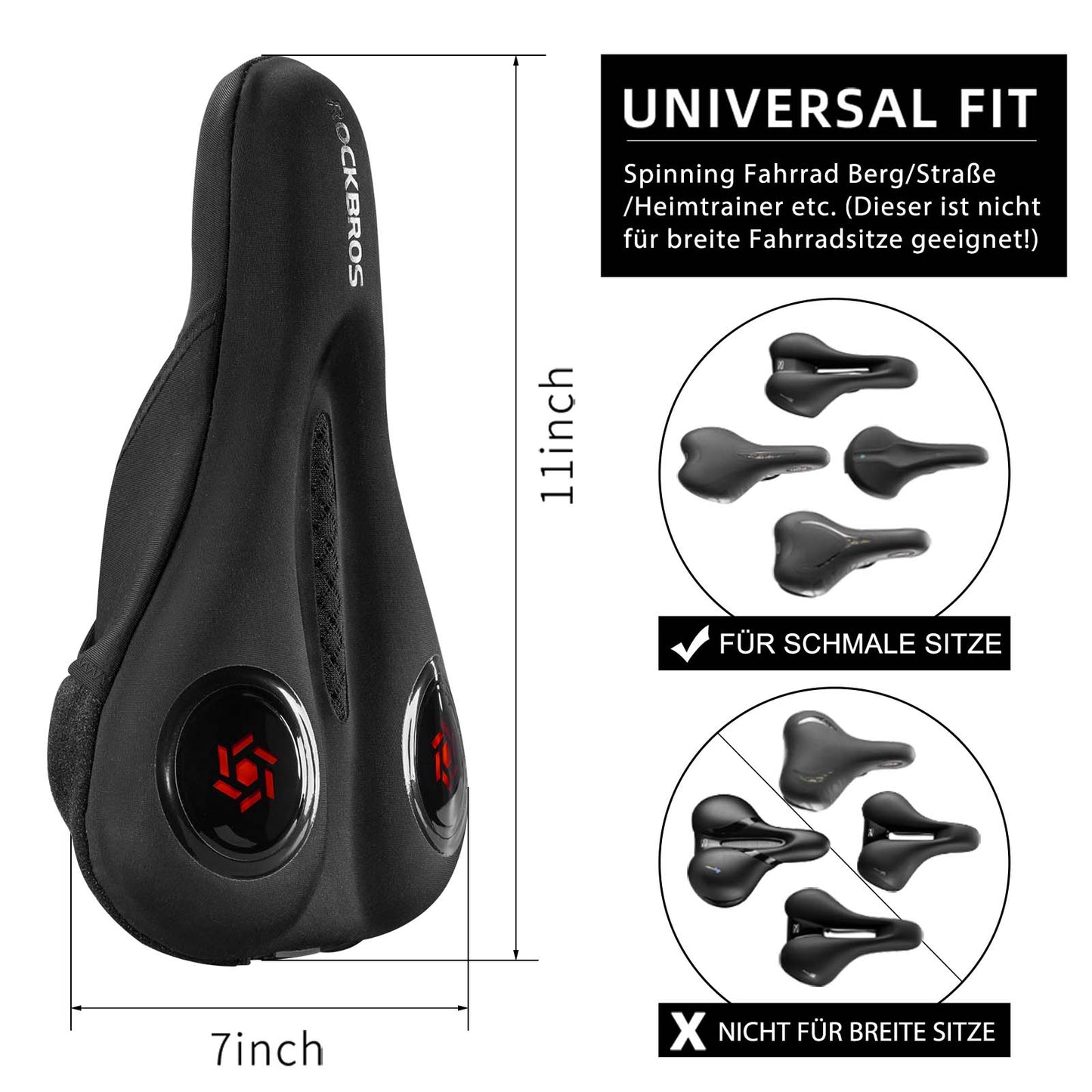 Fietszadelhoes van gel, zwart, ROCKBROS