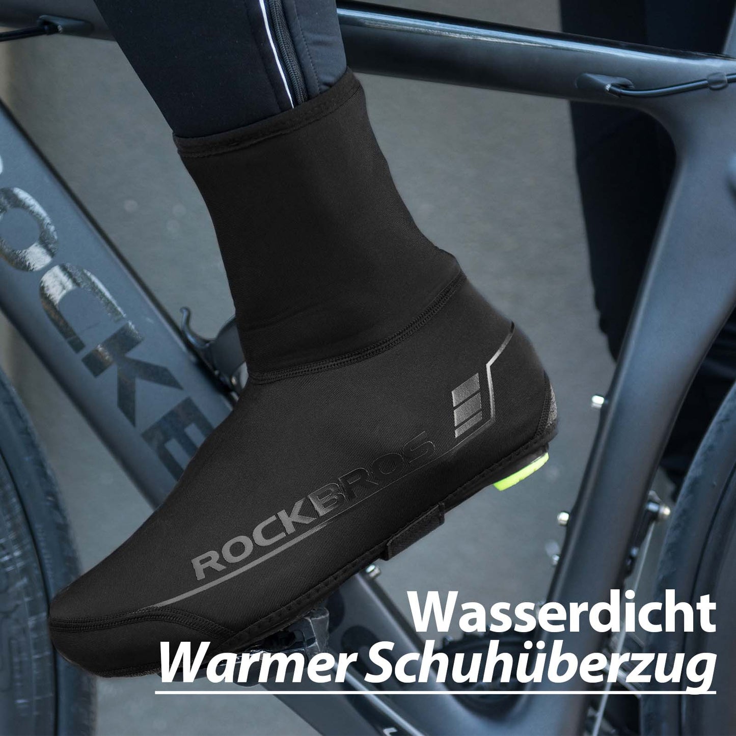 Winterfietsoverschoenen, warme overschoenen voor het fietsen, zwart, ROCKBROS