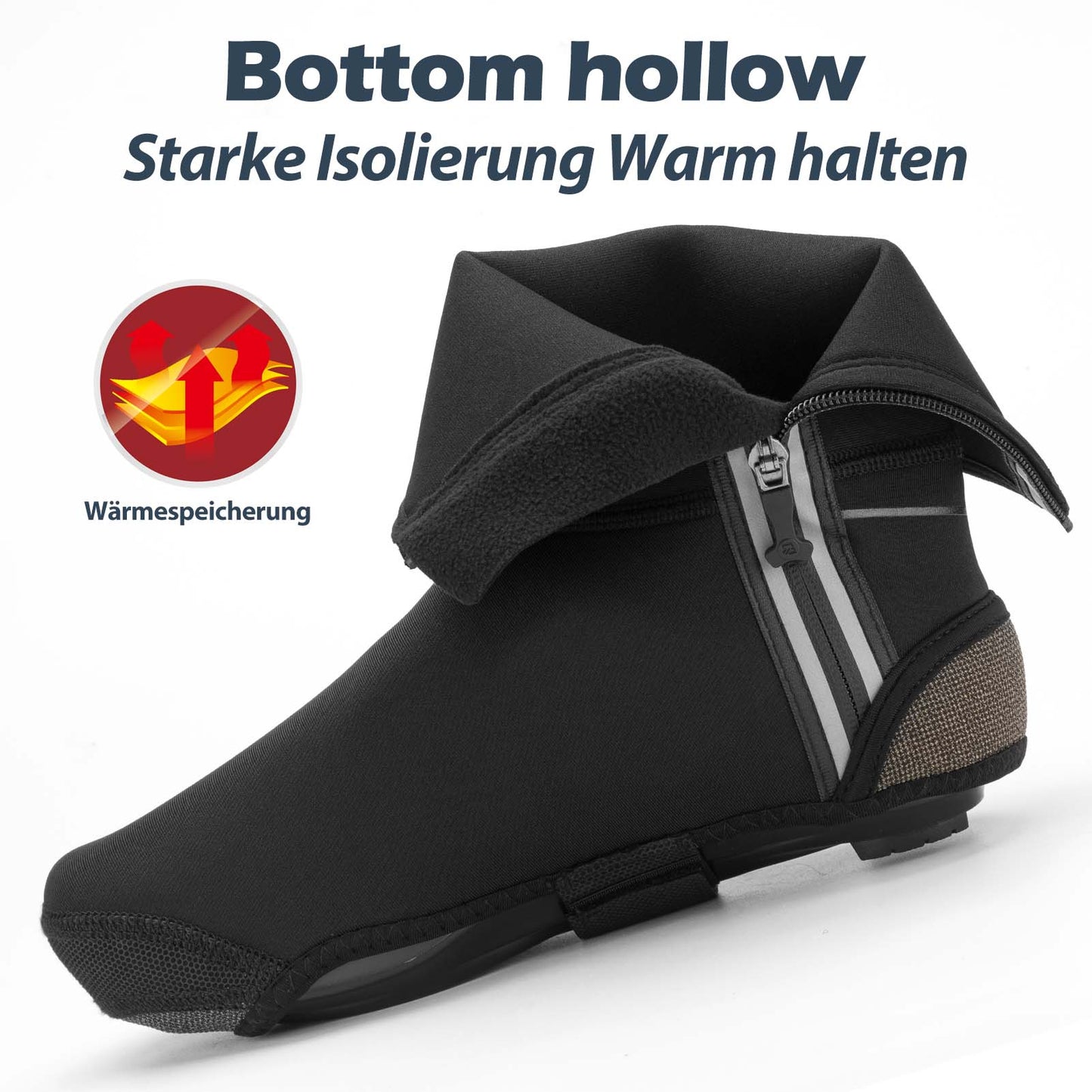 Winterfietsoverschoenen, warme overschoenen voor het fietsen, zwart, ROCKBROS