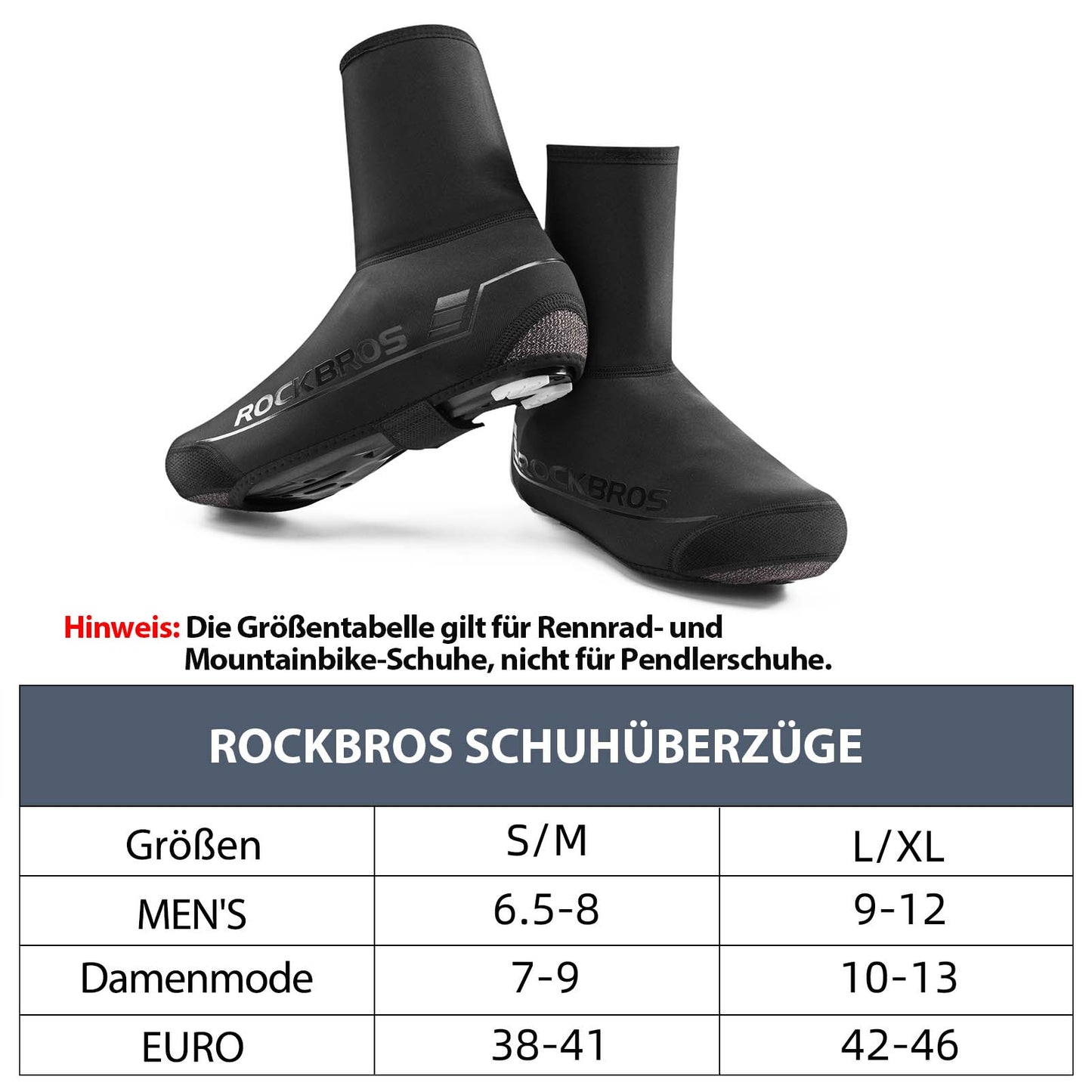 Winterfietsoverschoenen, warme overschoenen voor het fietsen, zwart, ROCKBROS