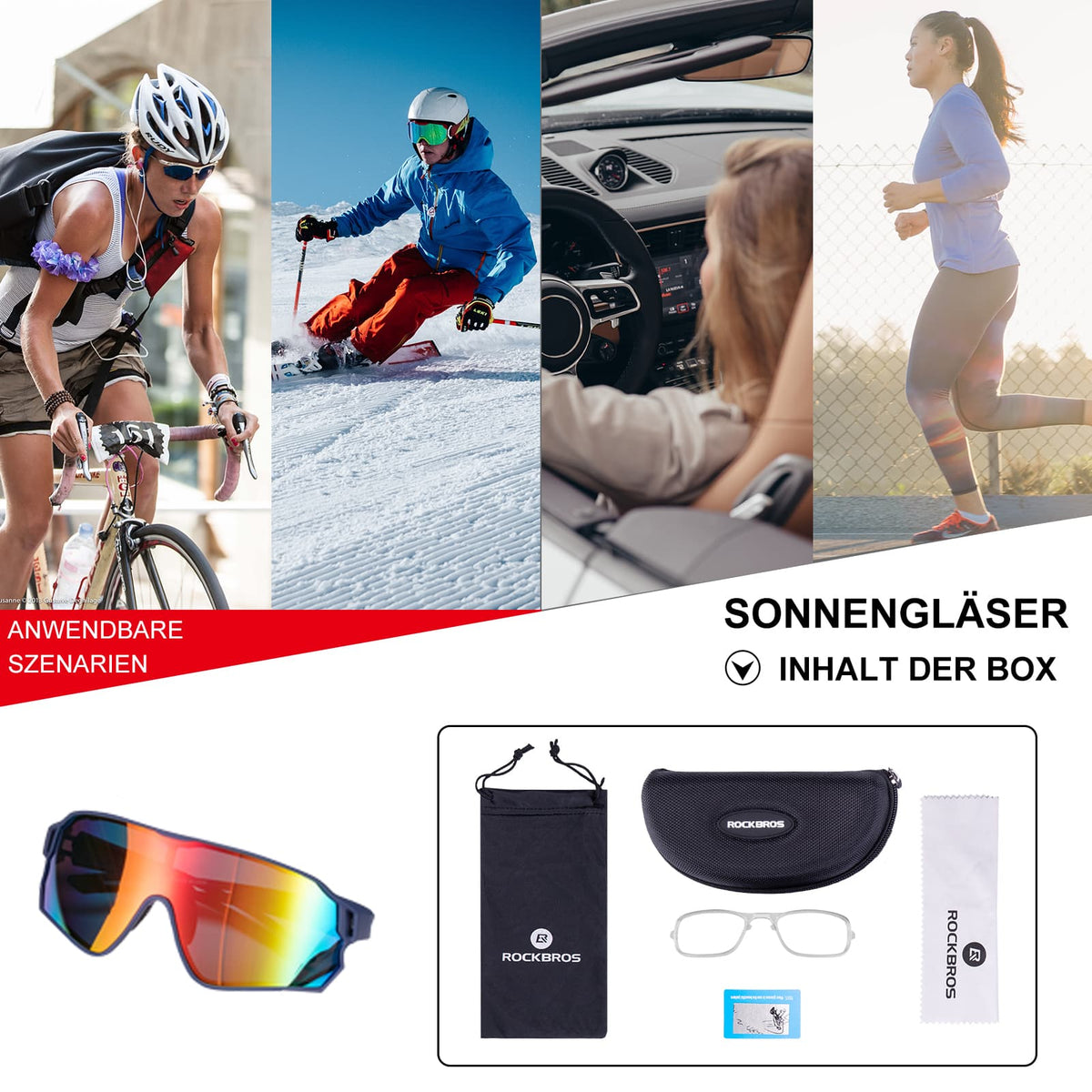 ROCKBROS Gepolariseerde sportbril voor fietsers (UV-bescherming)
