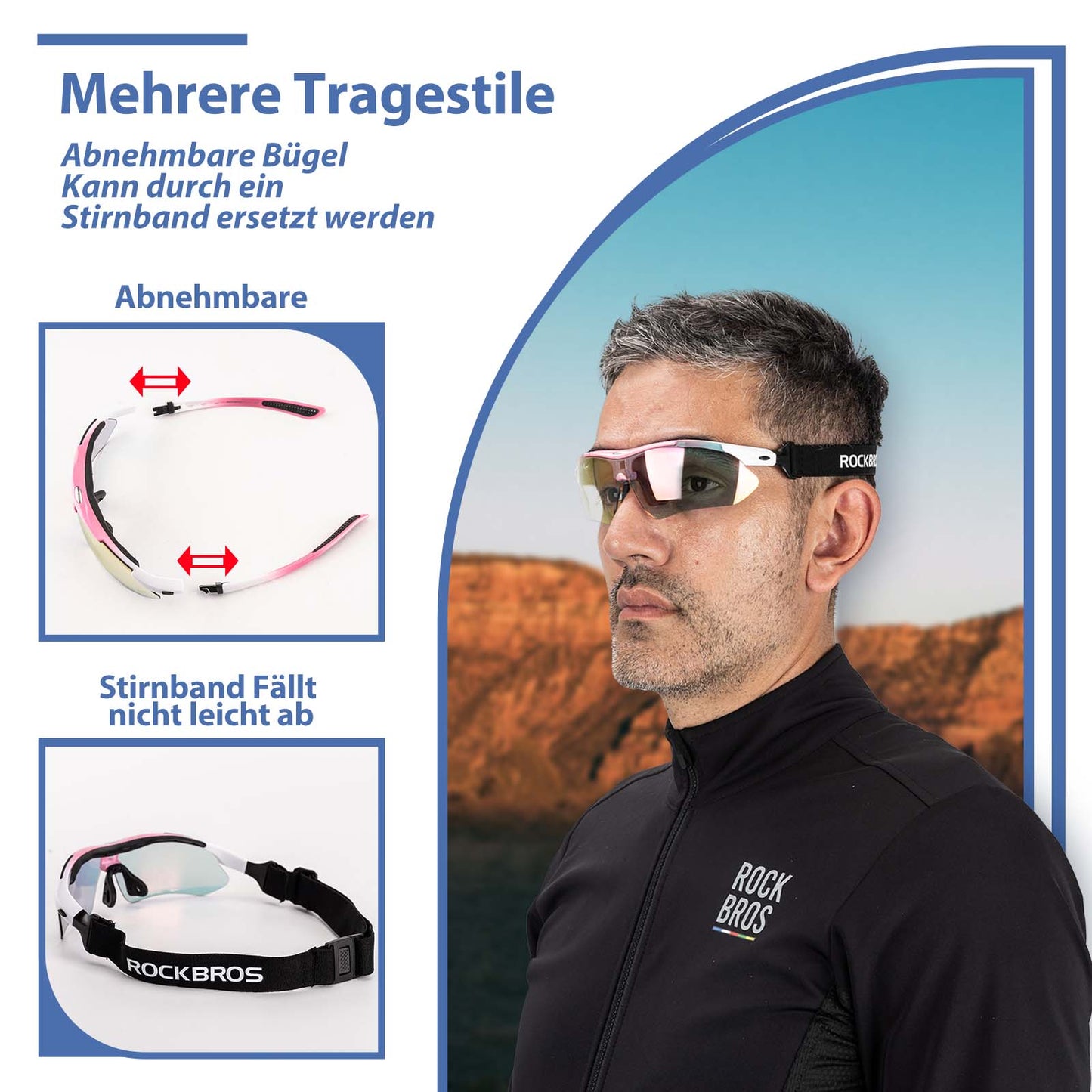 Fietsbrillen, meekleurende brillen, zonnebrillen, UV 400-bescherming, ROCKBROS