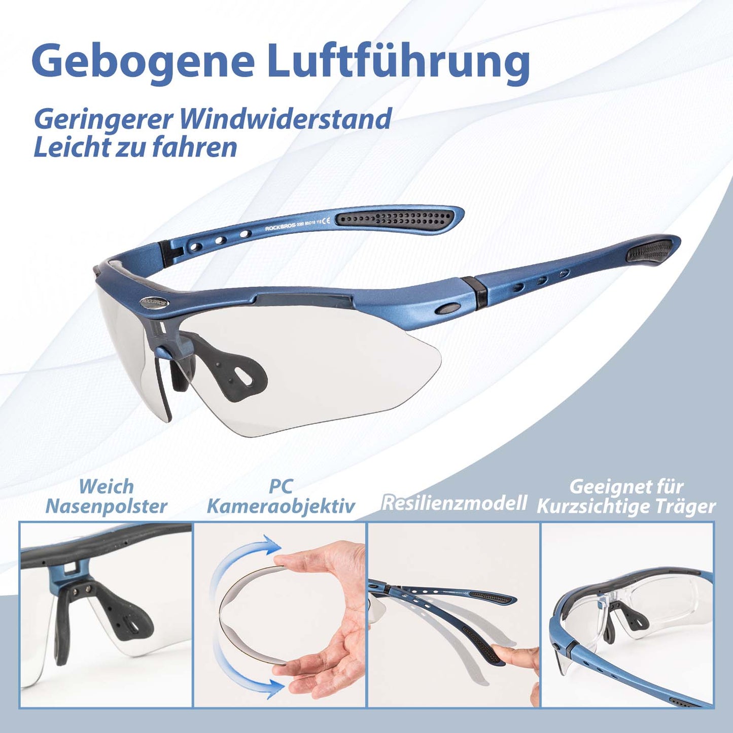 Fietsbrillen, meekleurende brillen, zonnebrillen, UV 400-bescherming, ROCKBROS