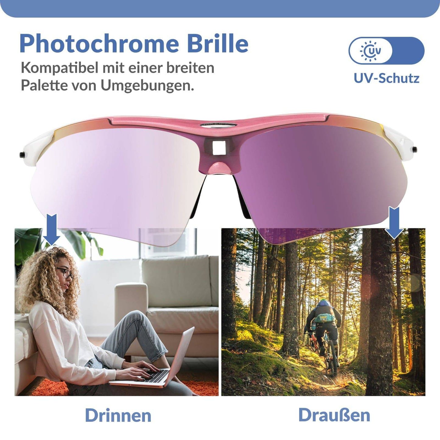 Fietsbrillen, meekleurende brillen, zonnebrillen, UV 400-bescherming, ROCKBROS