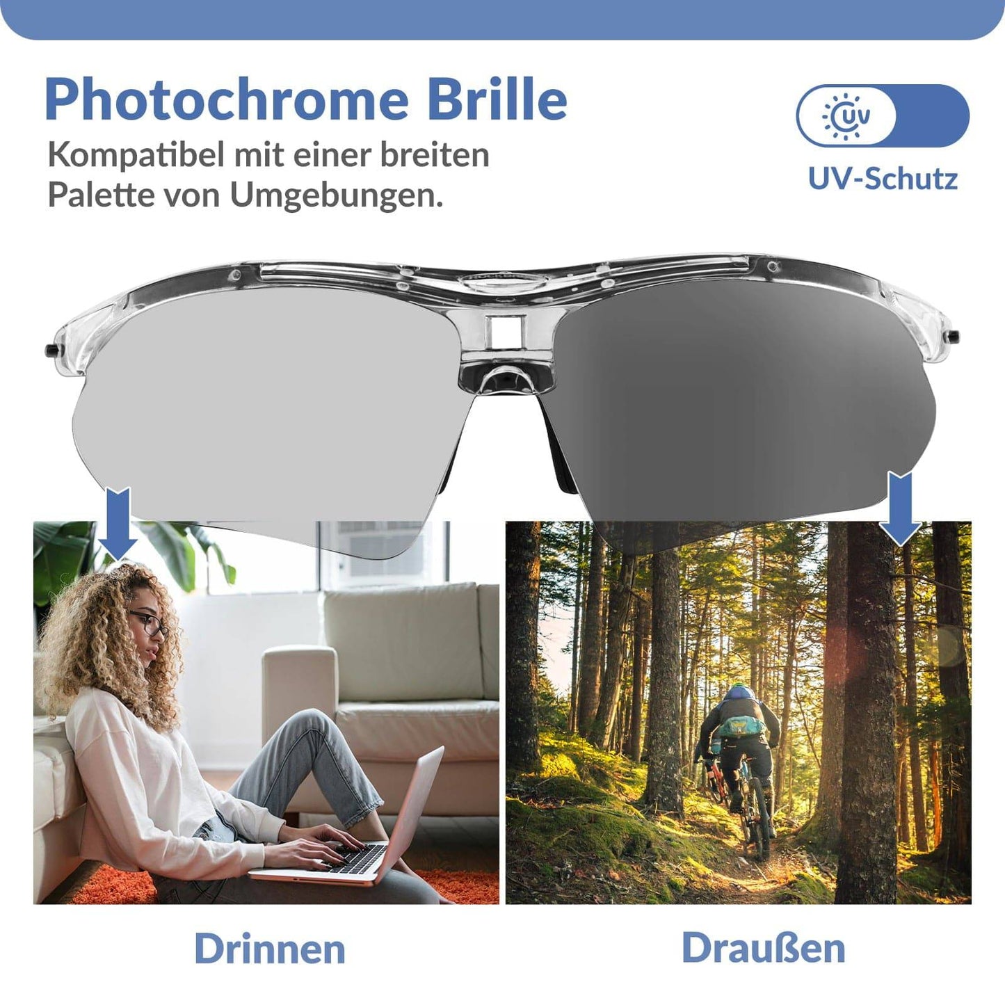 Fietsbrillen, meekleurende brillen, zonnebrillen, UV 400-bescherming, ROCKBROS