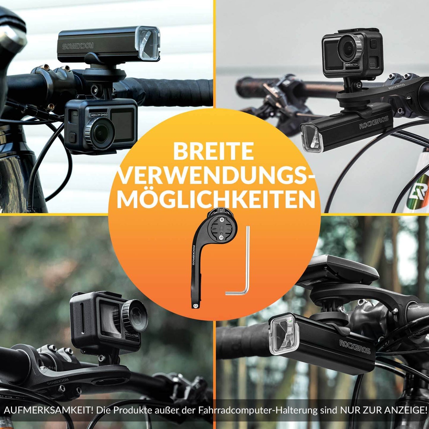 Fietscomputerhouder compatibel met Garmin/iGPSPORT voor sturen van 32-35 mm ROCKBROS