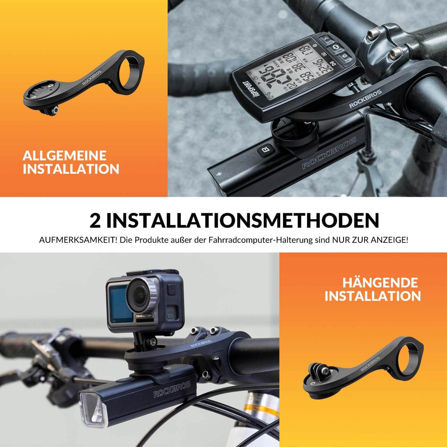 Fietscomputerhouder compatibel met Garmin/iGPSPORT voor sturen van 32-35 mm ROCKBROS