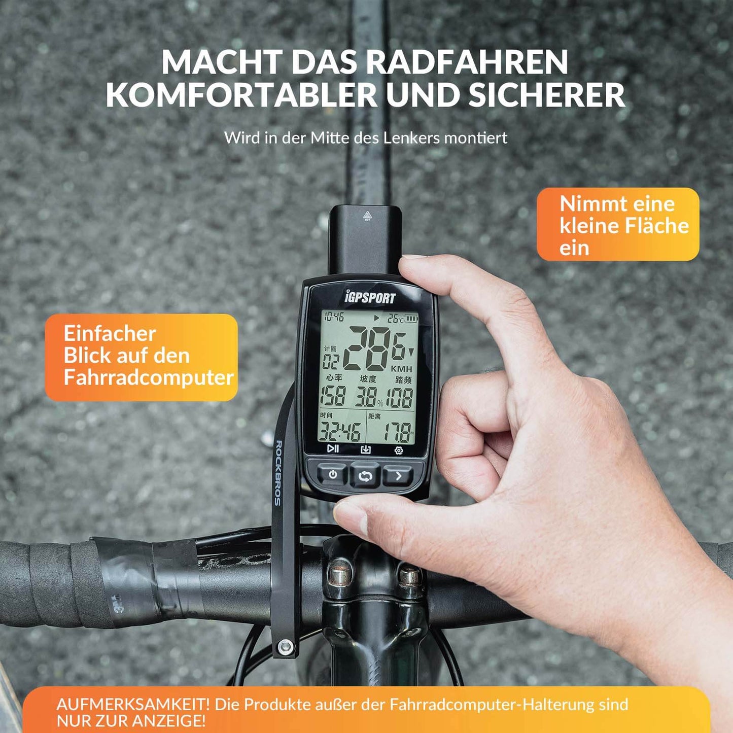 Fietscomputerhouder compatibel met Garmin/iGPSPORT voor sturen van 32-35 mm ROCKBROS