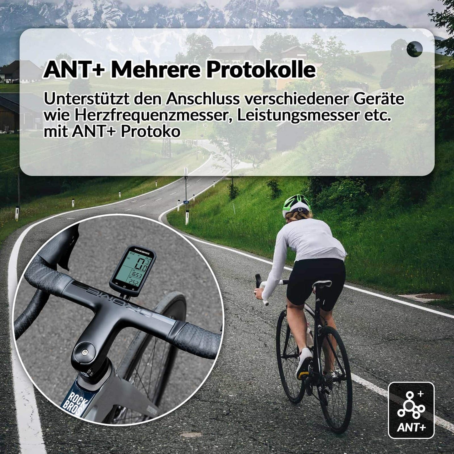 Draadloze, waterdichte GPS-fietscomputer met snelheidsmeter en kilometerteller van ROCKBROS