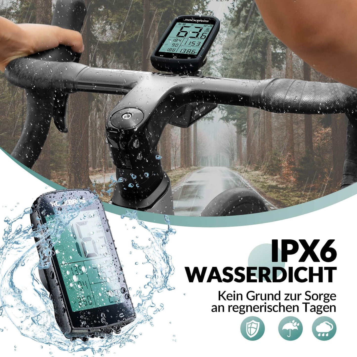 Draadloze, waterdichte GPS-fietscomputer met snelheidsmeter en kilometerteller van ROCKBROS
