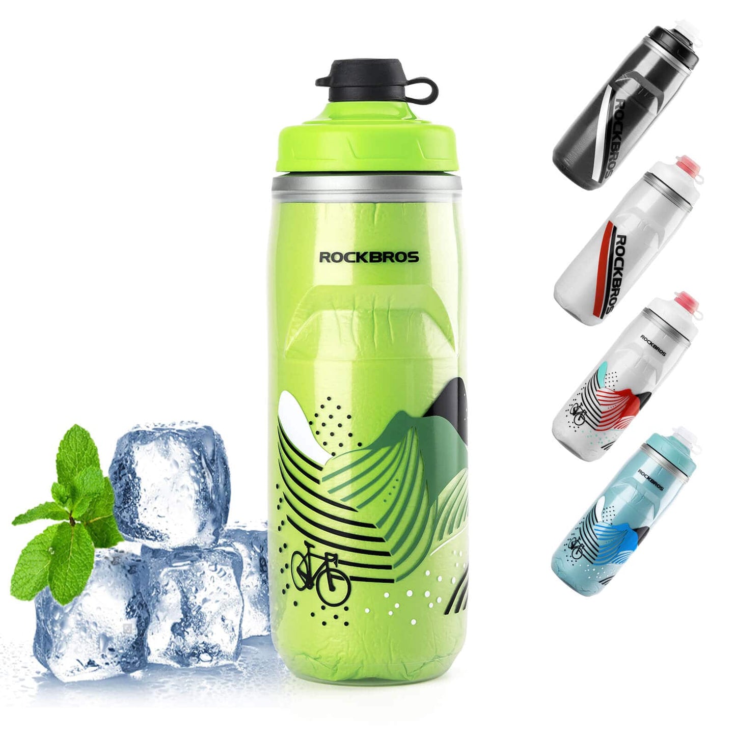 Fietsfles van 620 ml, sportfles met 5-uurs koelfunctie, ROCKBROS