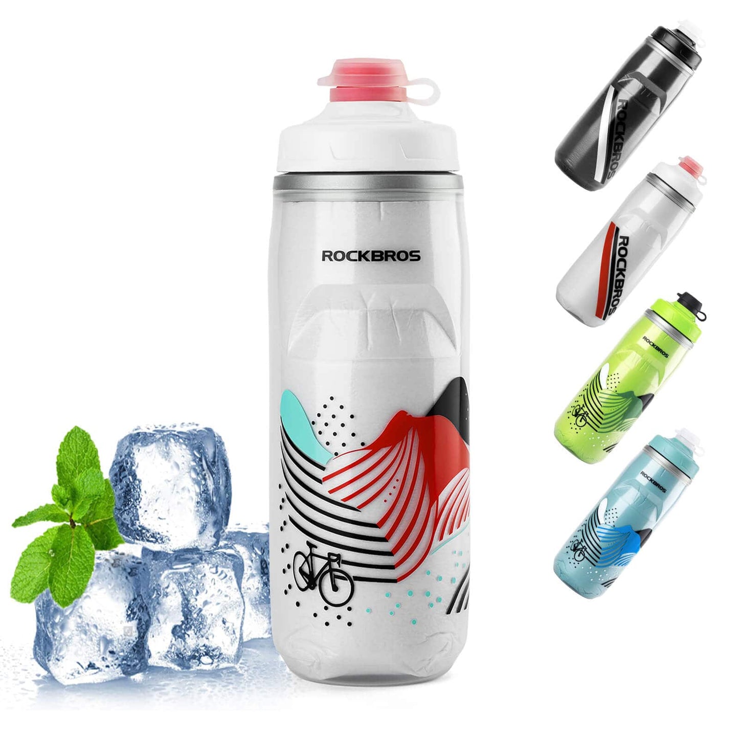 Fietsfles van 620 ml, sportfles met 5-uurs koelfunctie, ROCKBROS