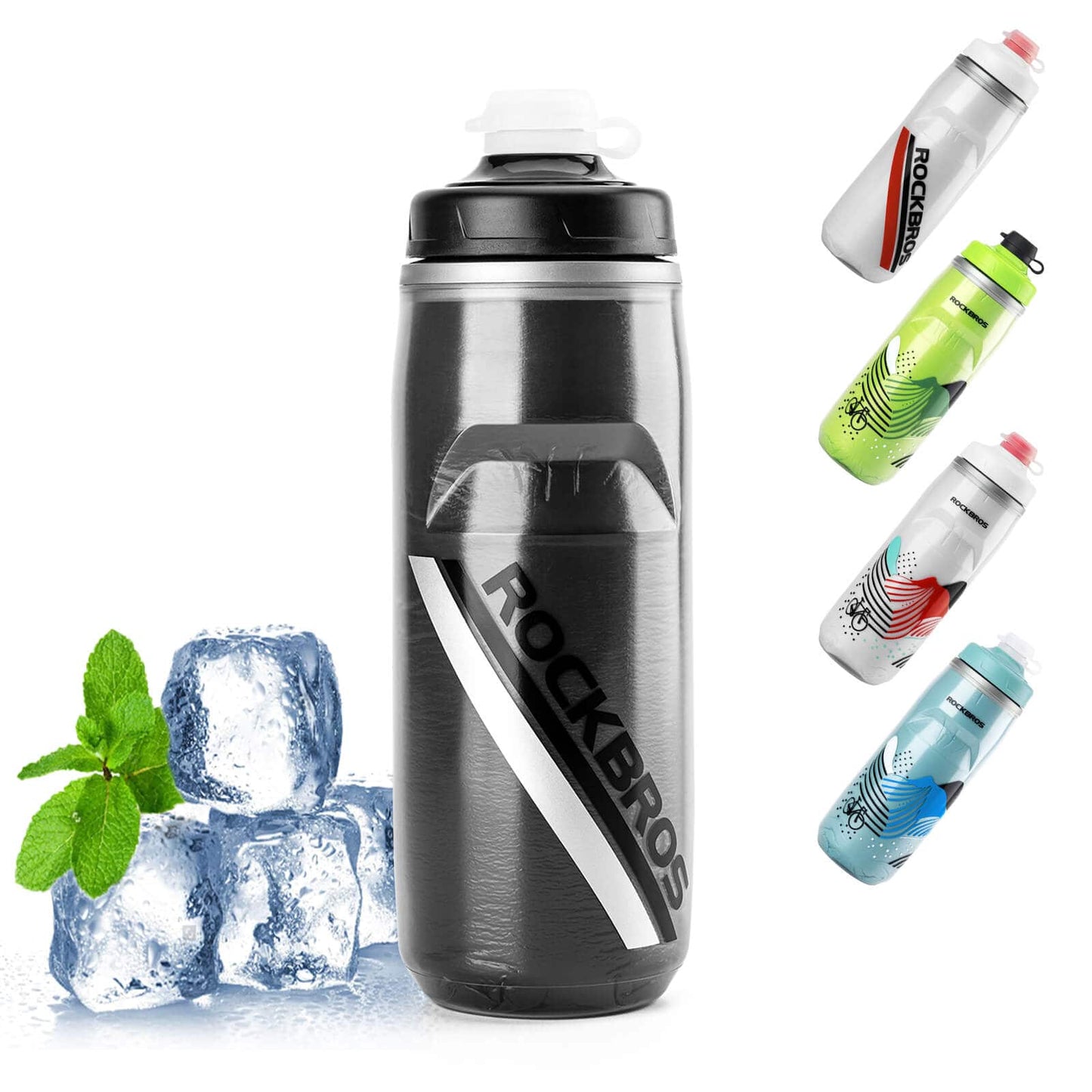 Fietsfles van 620 ml, sportfles met 5-uurs koelfunctie, ROCKBROS